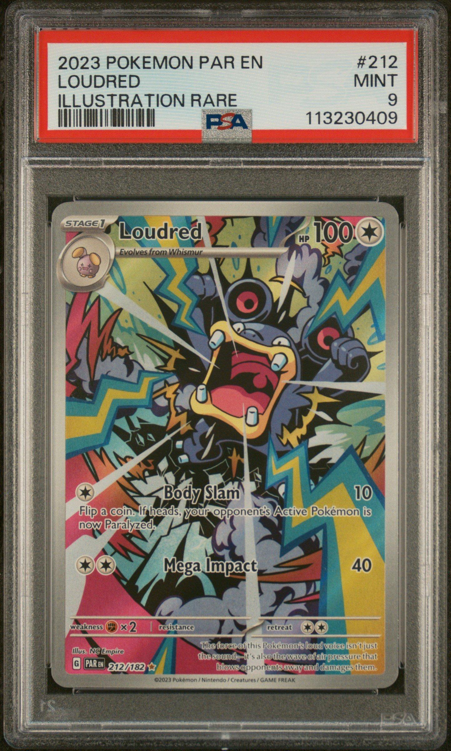 2023 Pokemon Par En-paradox Rift 212 Loudred Illustration Rare PSA