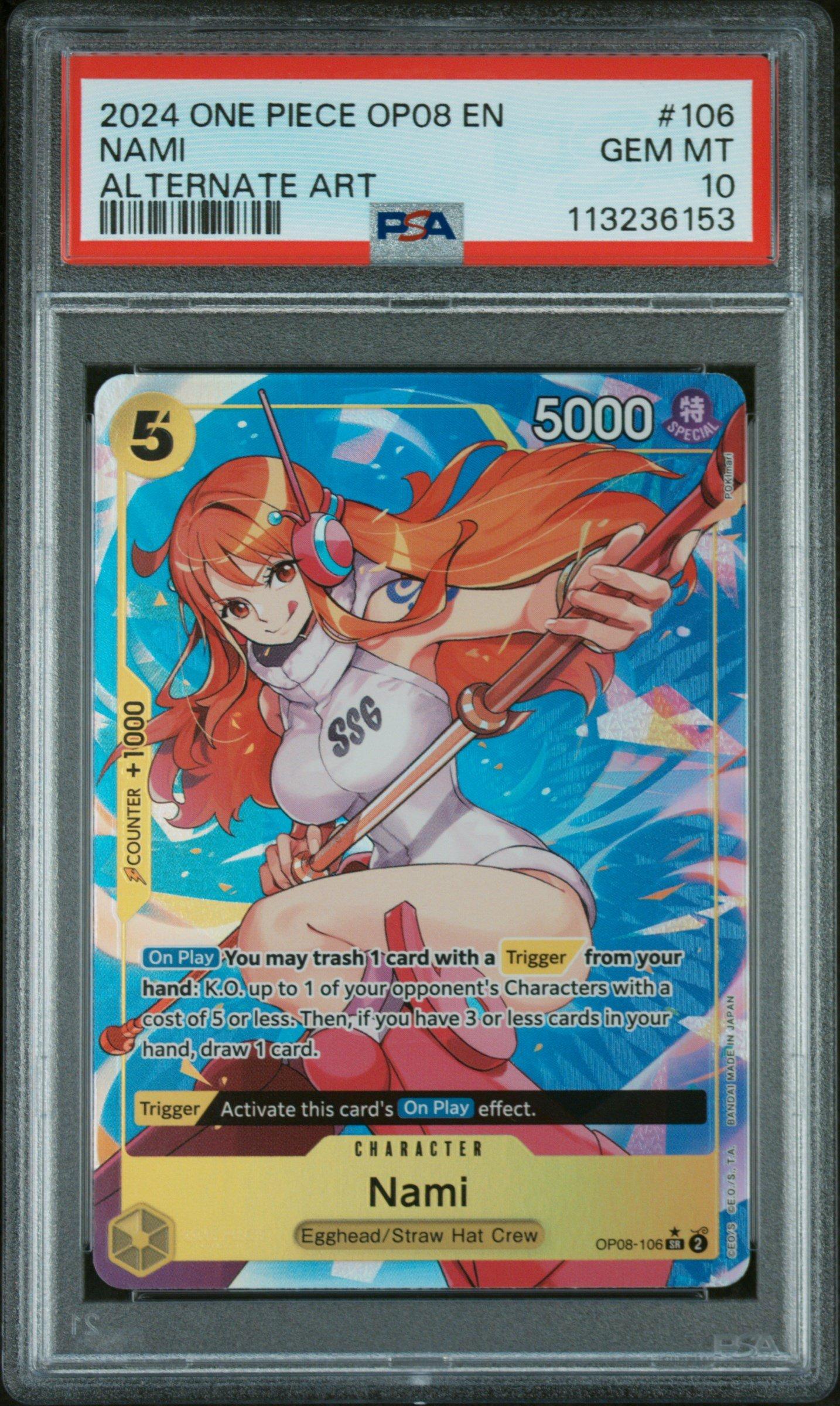 2024 One Piece Op08-two Legends 106 Nami Alternate Art PSA 10