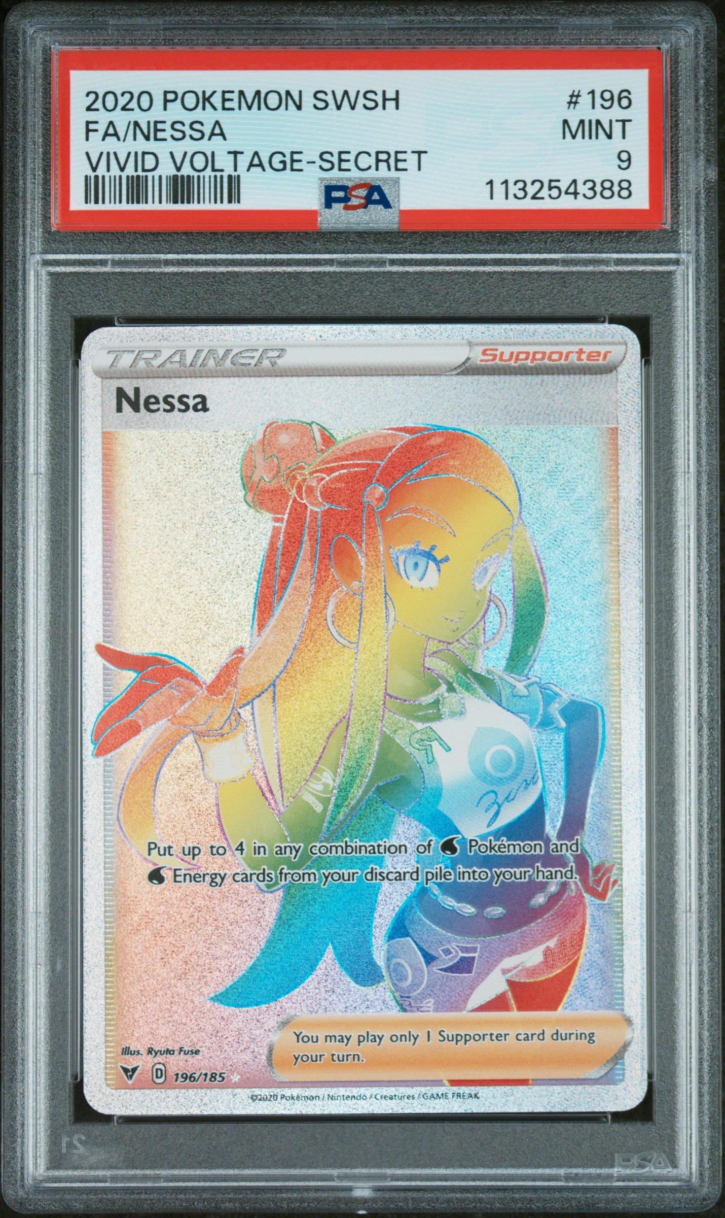 2020 Pokemon Sword & Shield Vivid Voltage 196 Full Art/nessa Secret PSA
