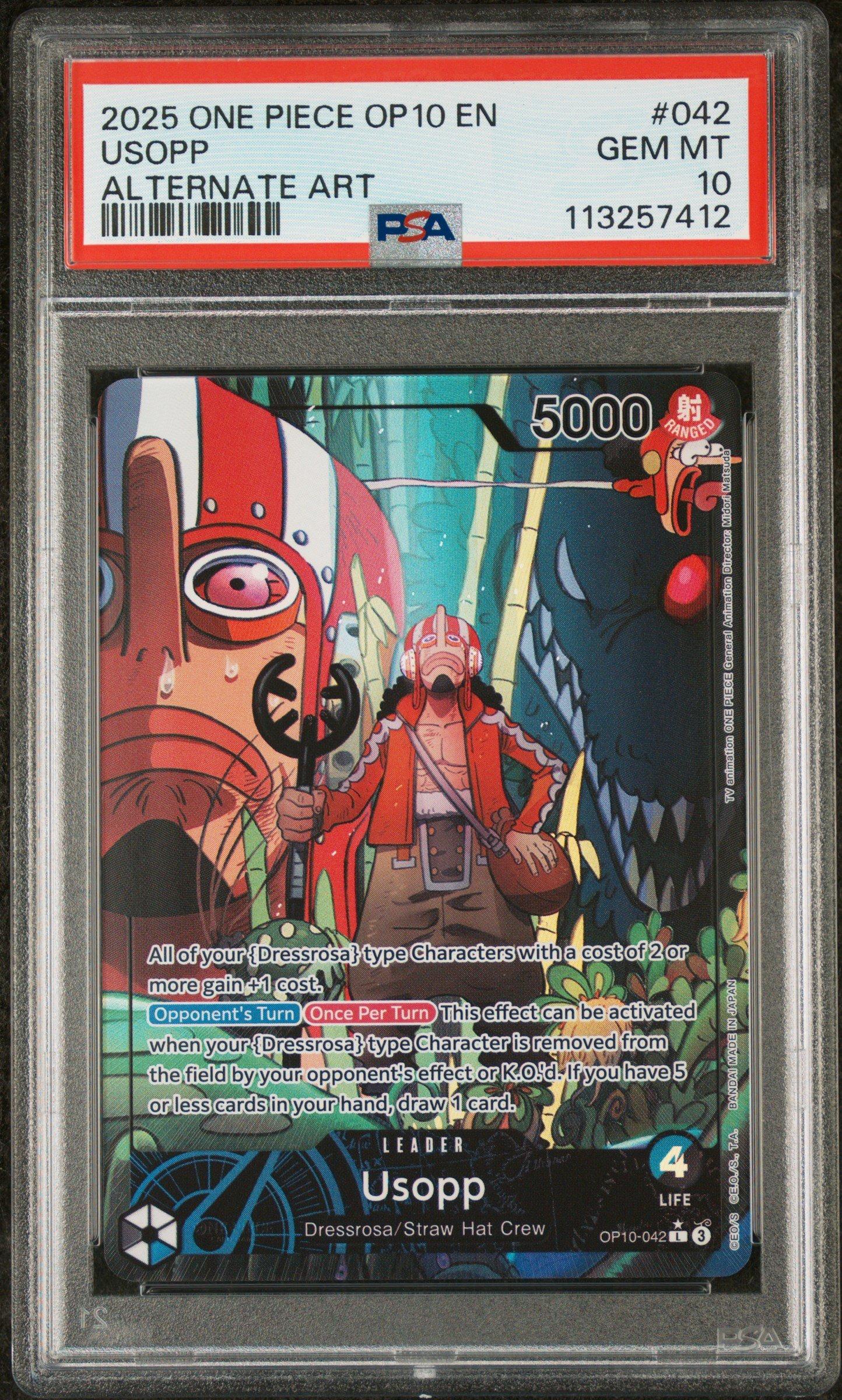 2025 One Piece Op10-royal Blood 042 Usopp Alternate Art PSA 10