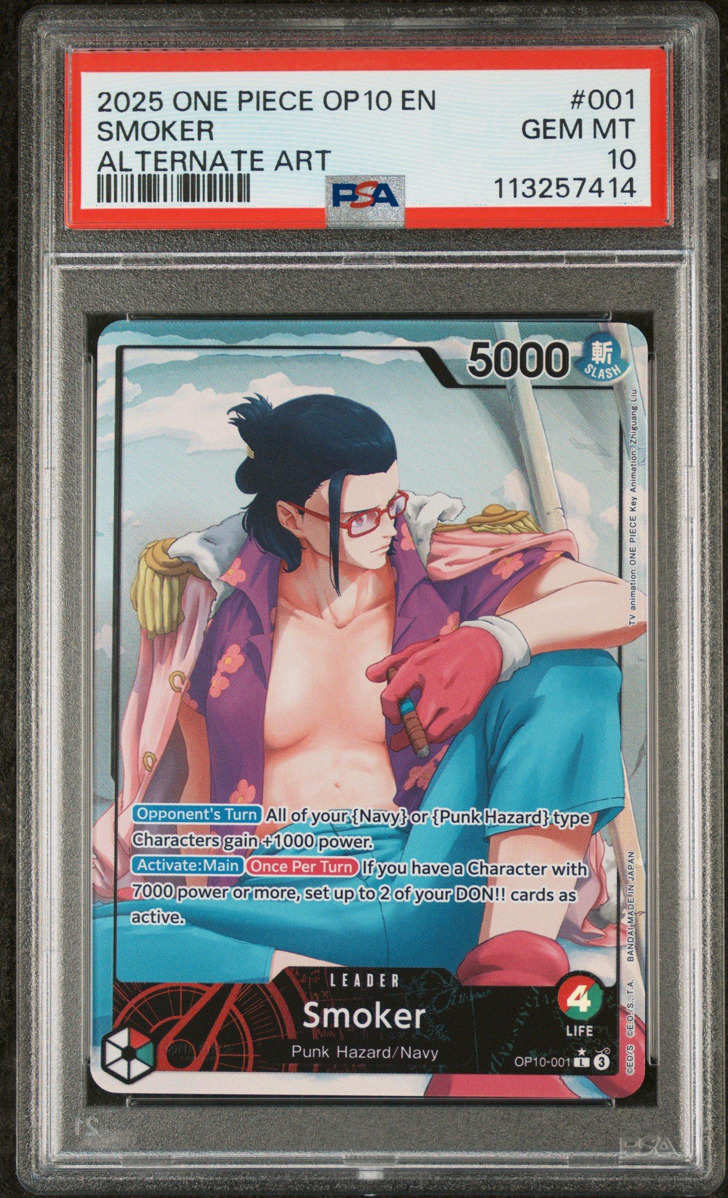 2025 One Piece Op10-royal Blood 001 Smoker Alternate Art PSA 10