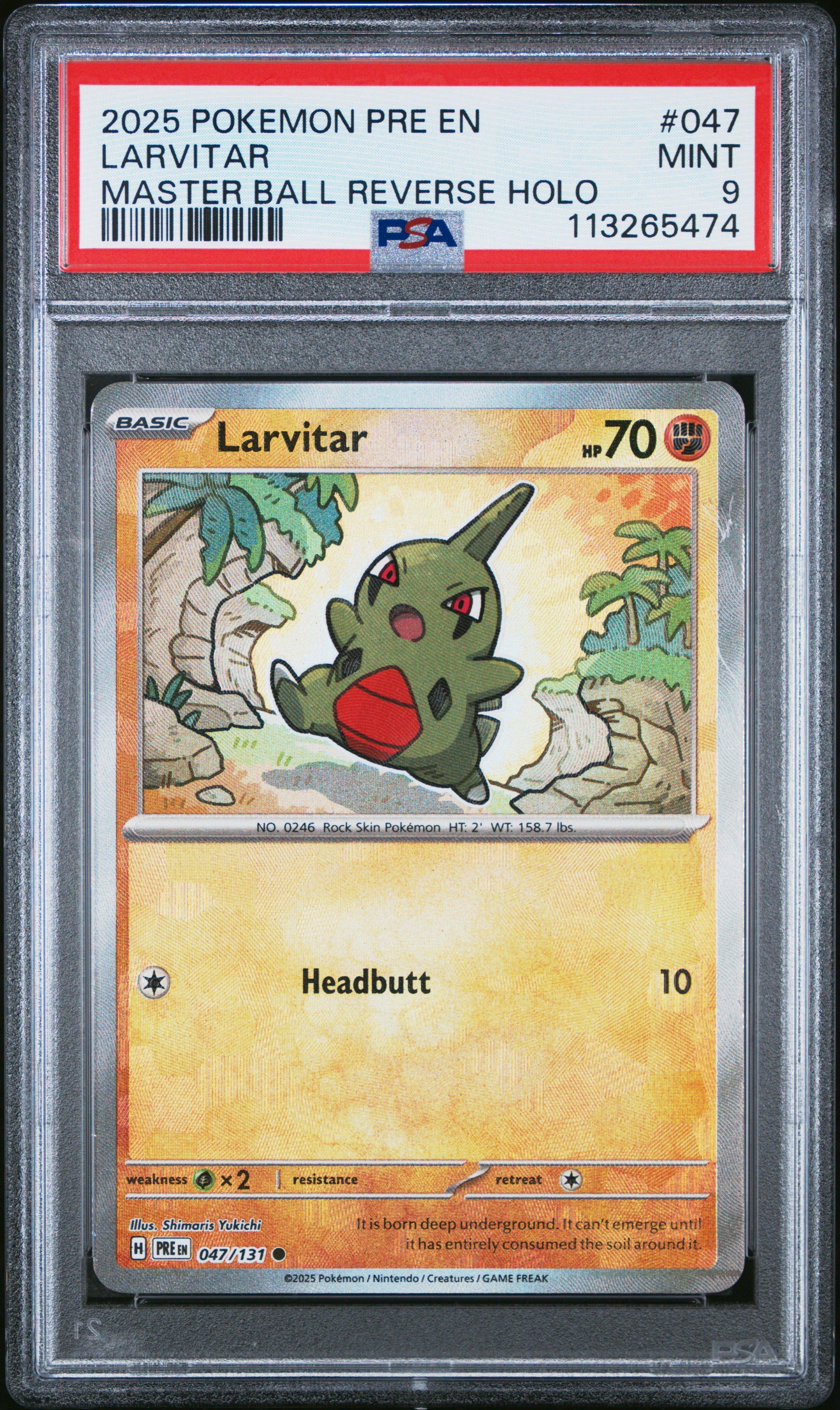 2025 Pokemon Pre En-prismatic Evolutions 047 Larvitar Master Ball