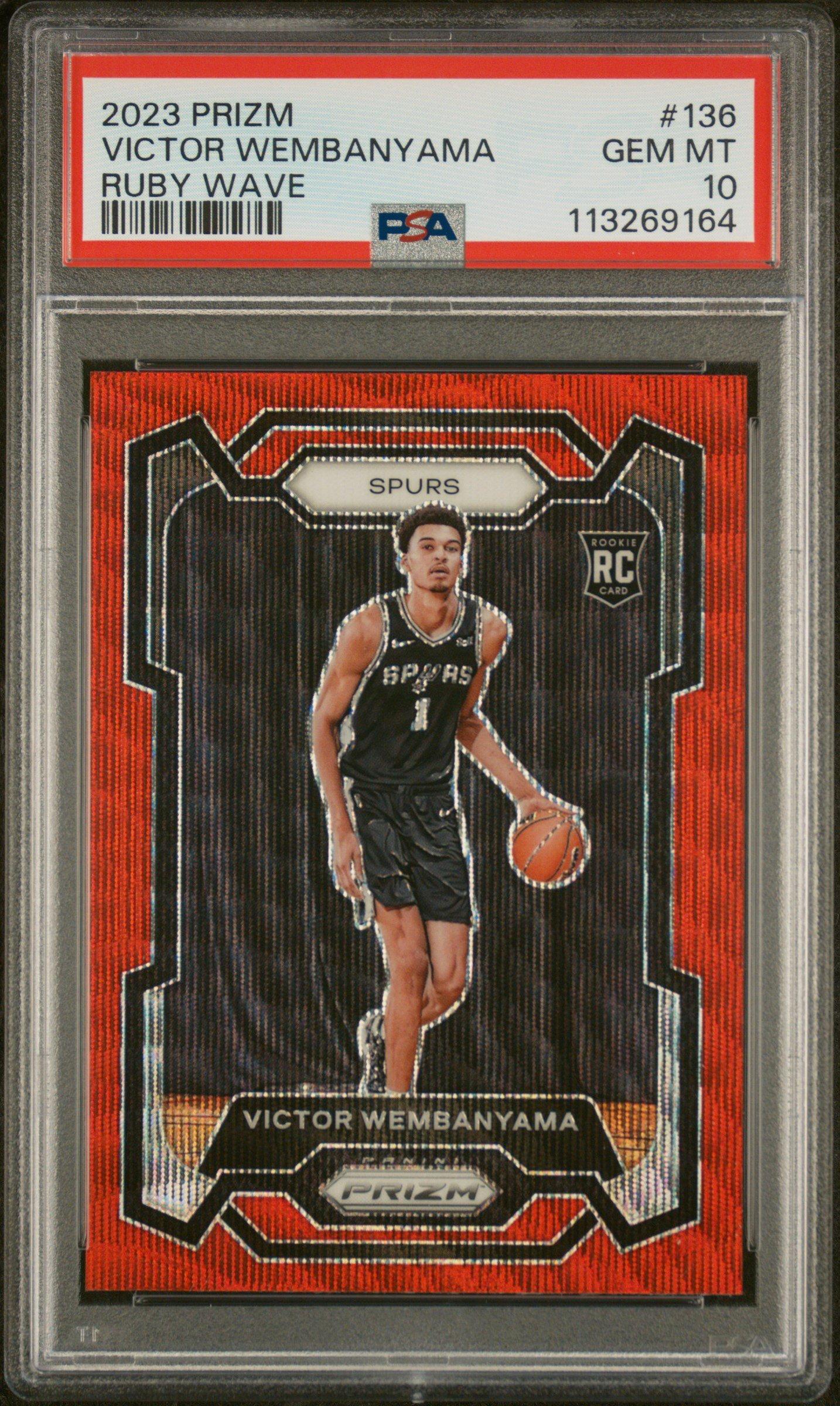 2023 Panini Prizm 136 Victor Wembanyama Ruby Wave PSA 10