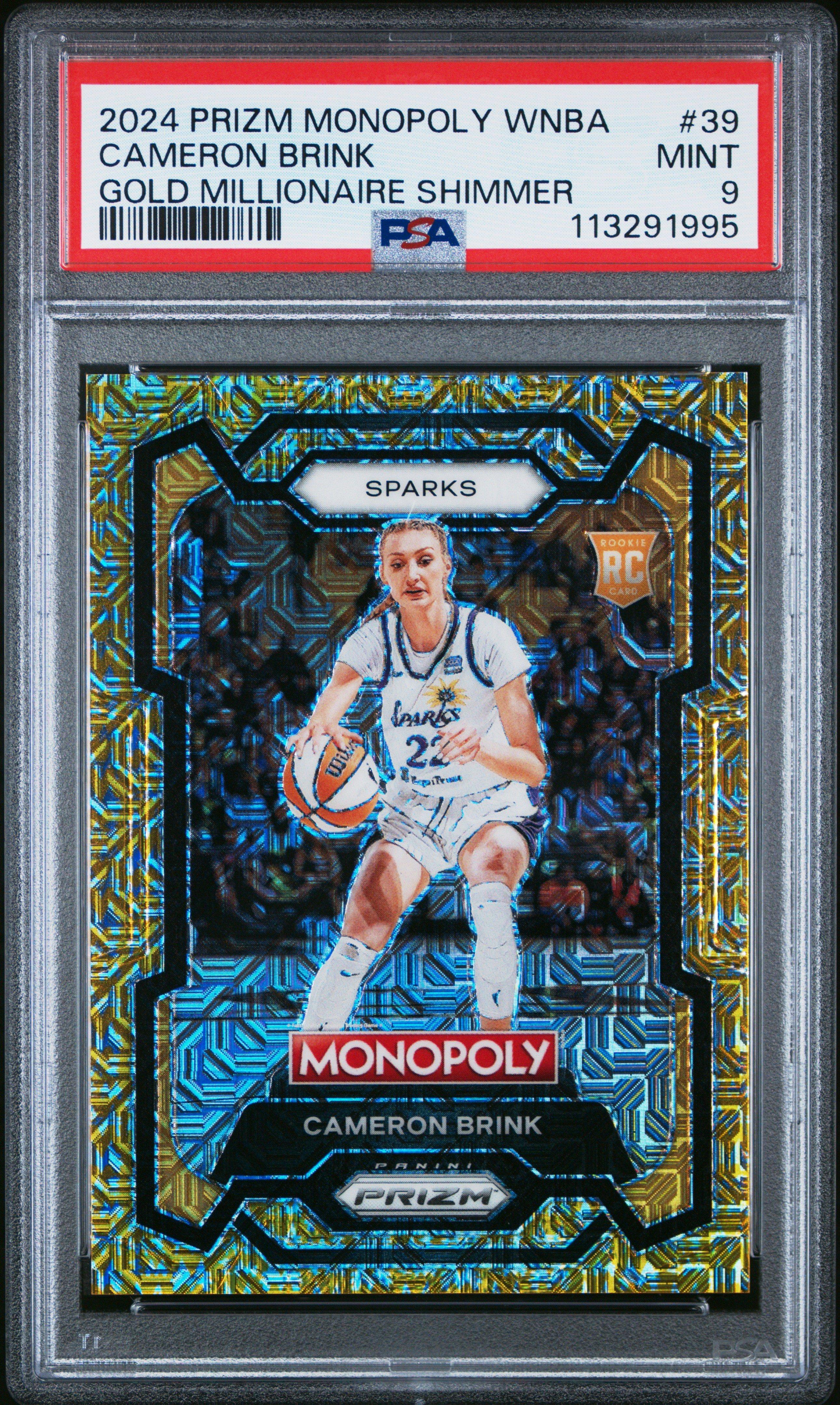2024 Panini Prizm Monopoly Wnba 39 Cameron Brink Gold Millionaire Shimmer PSA 9