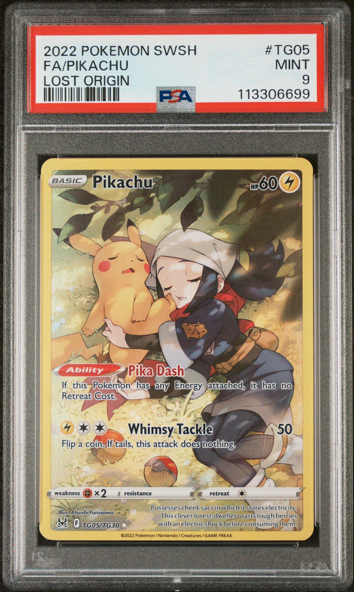 2022 Pokemon Sword & Shield Lost Origin Tg05 Full Art/pikachu PSA