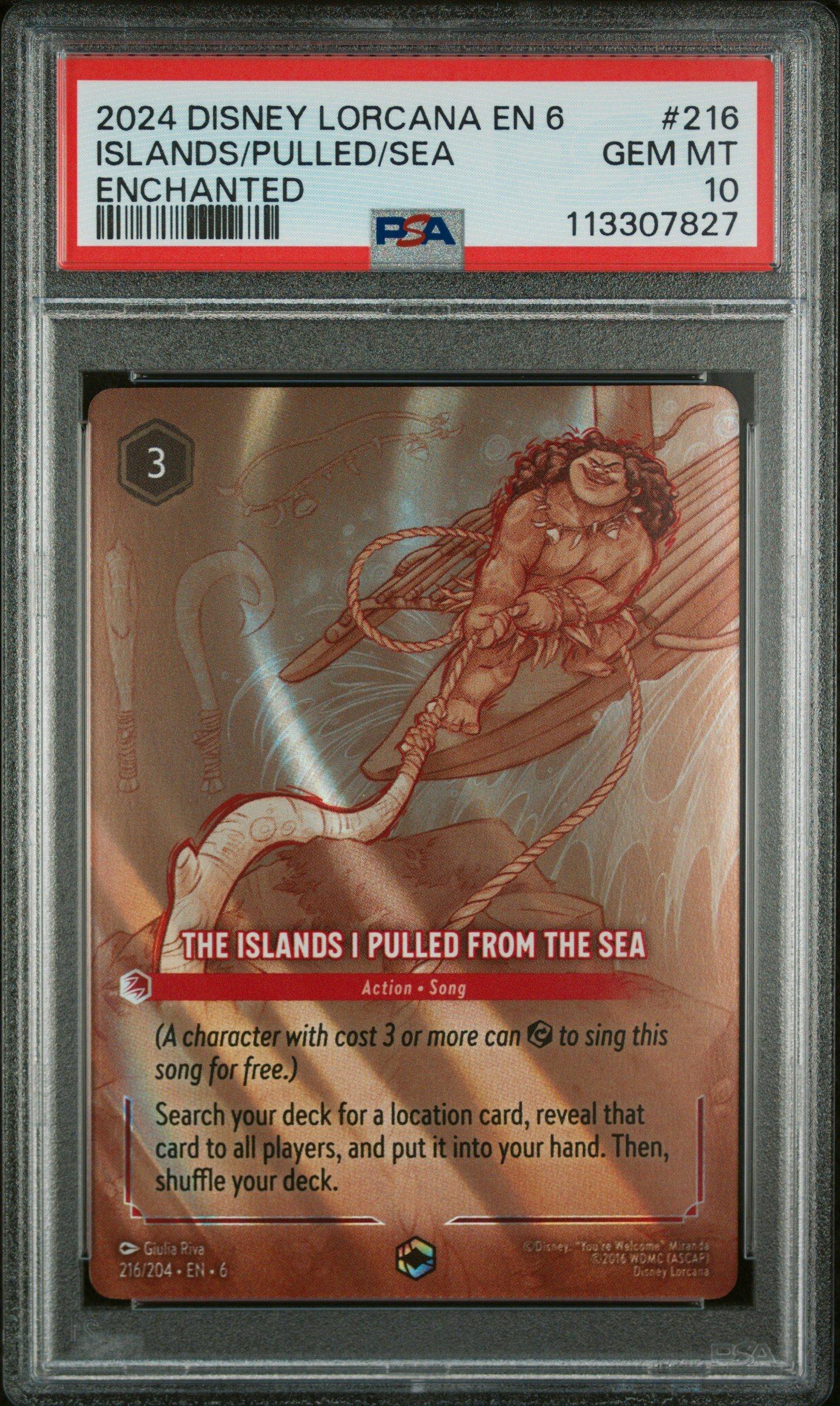 2024 Disney Lorcana En 6-azurite Sea 216 The Islands I Pulled From The Sea Enchanted PSA 10