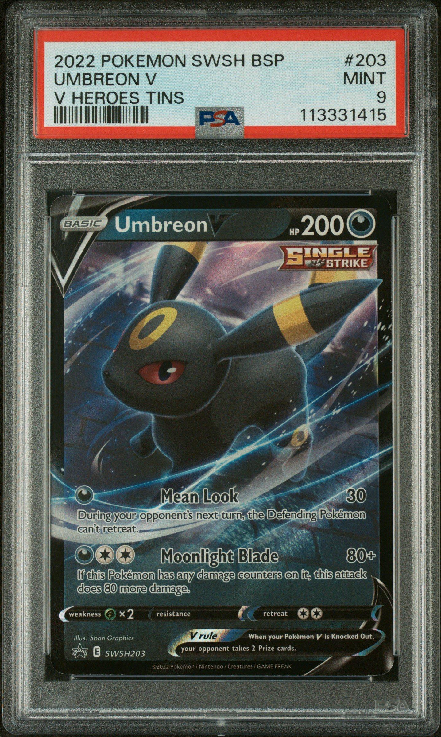 2022 Pokemon Swsh Black Star Promo 203 Umbreon V V Heroes Tins PSA 9