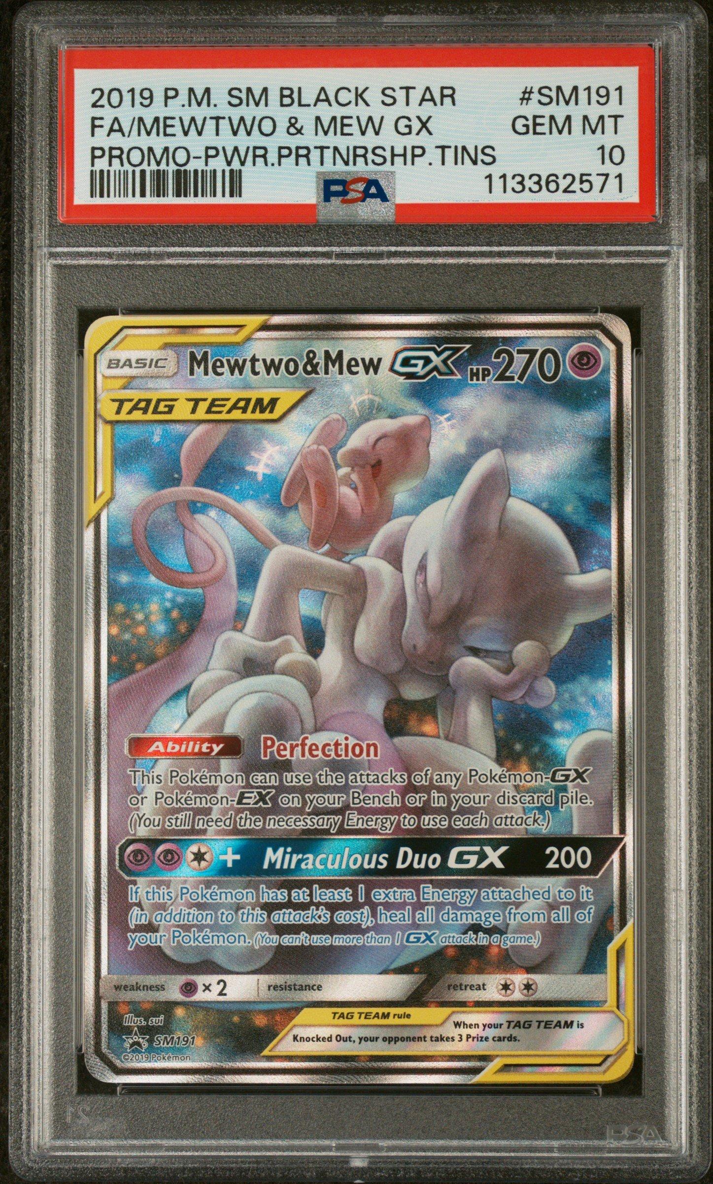 2019 Pokemon Sm Black Star Promo Sm191 Full Art/mewtwo & Mew Gx