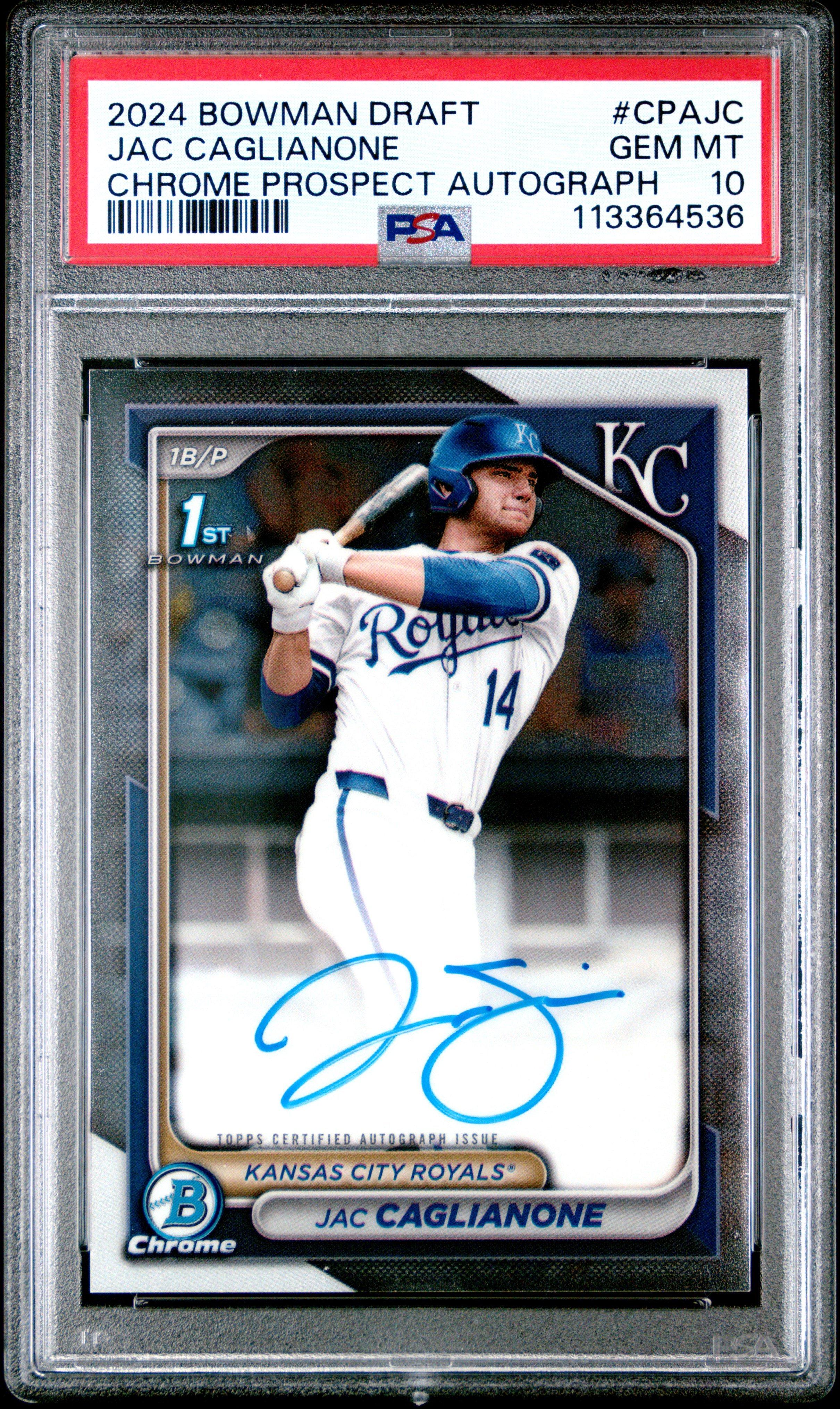2024 Bowman Draft Chrome Prospect Autographs Cpajc Jac Caglianone PSA 10