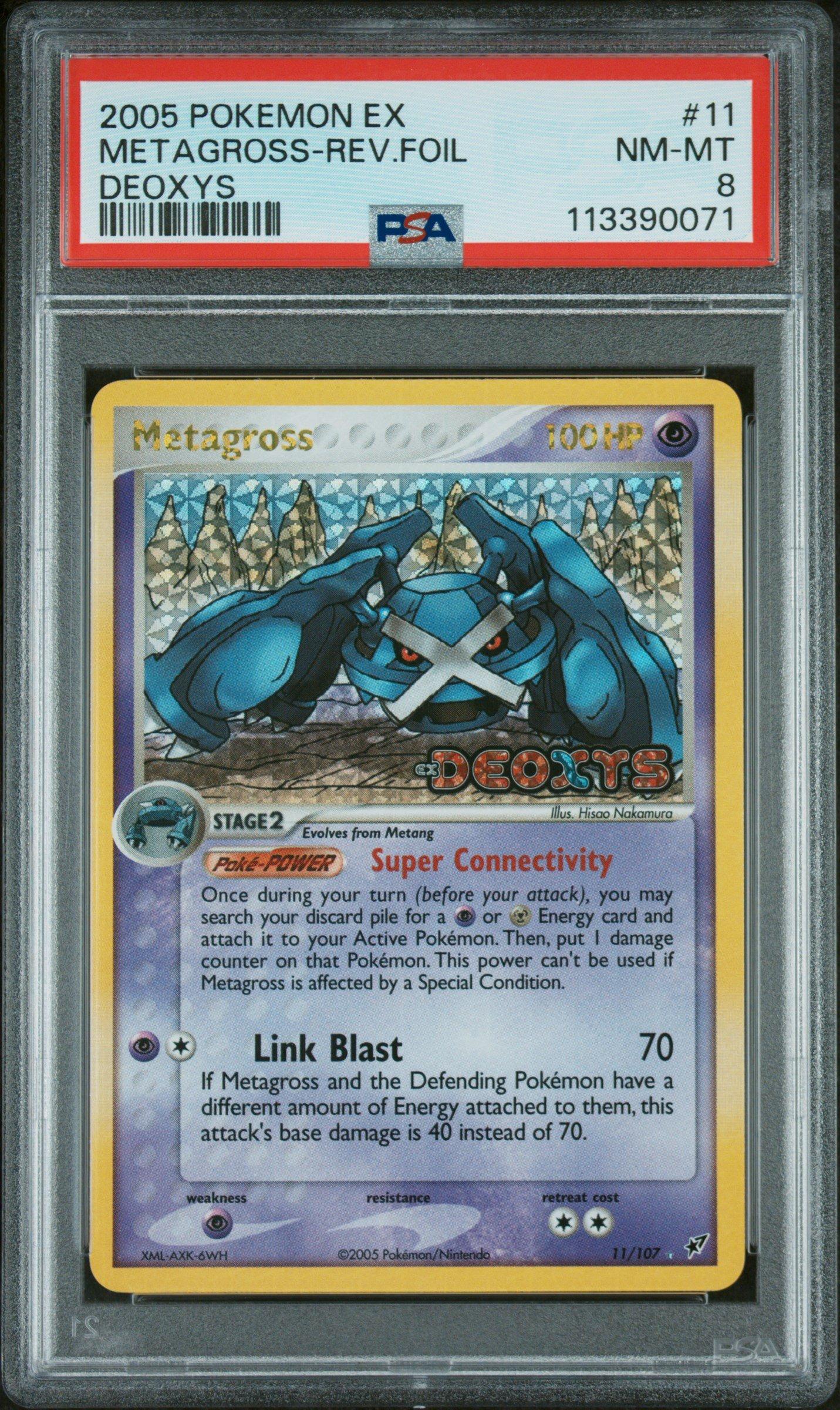 2005 Pokemon Ex Deoxys 11 Metagross-reverse Foil PSA 8