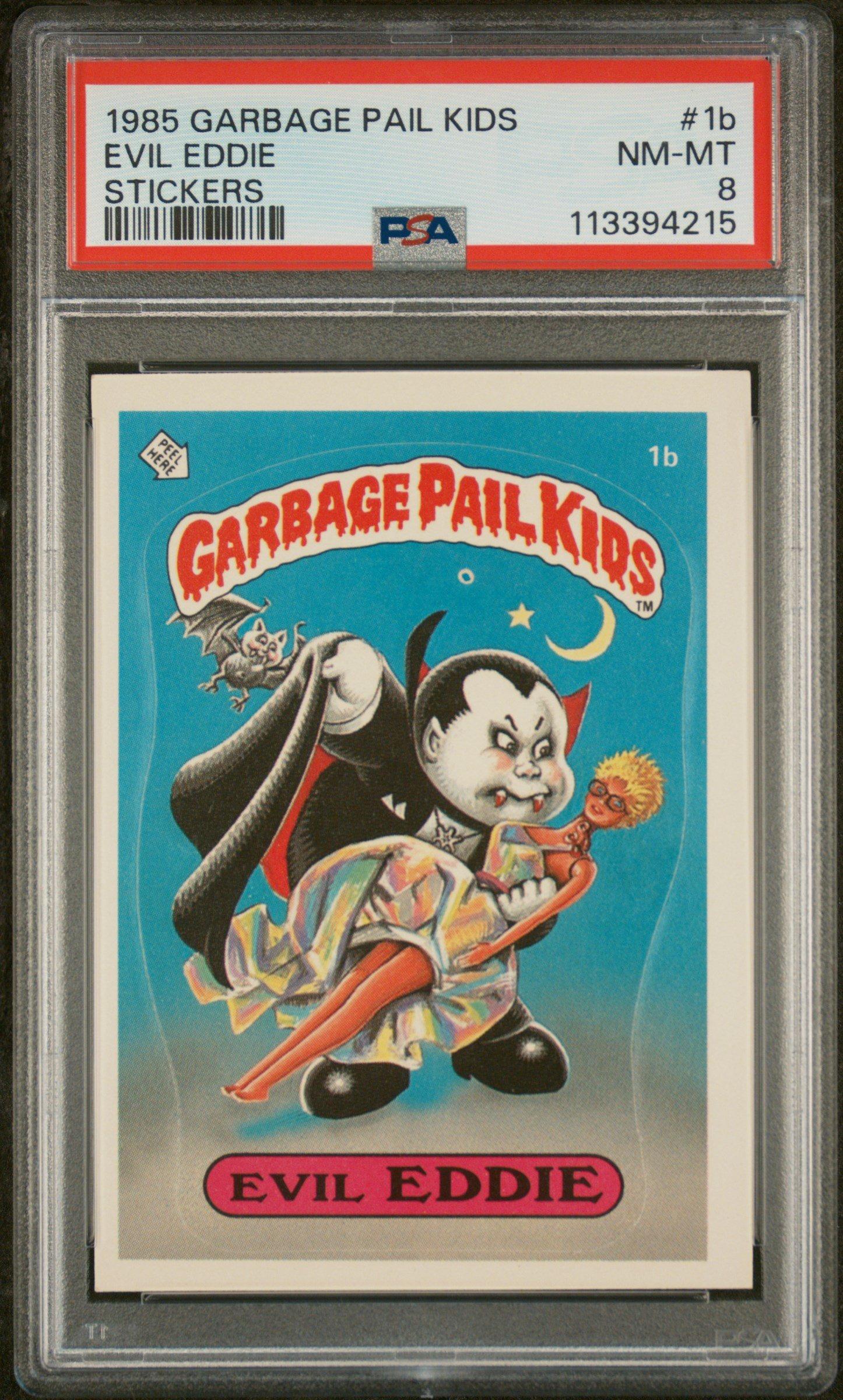 1985 Garbage Pail Kids Stickers 1b Evil Eddie PSA 8