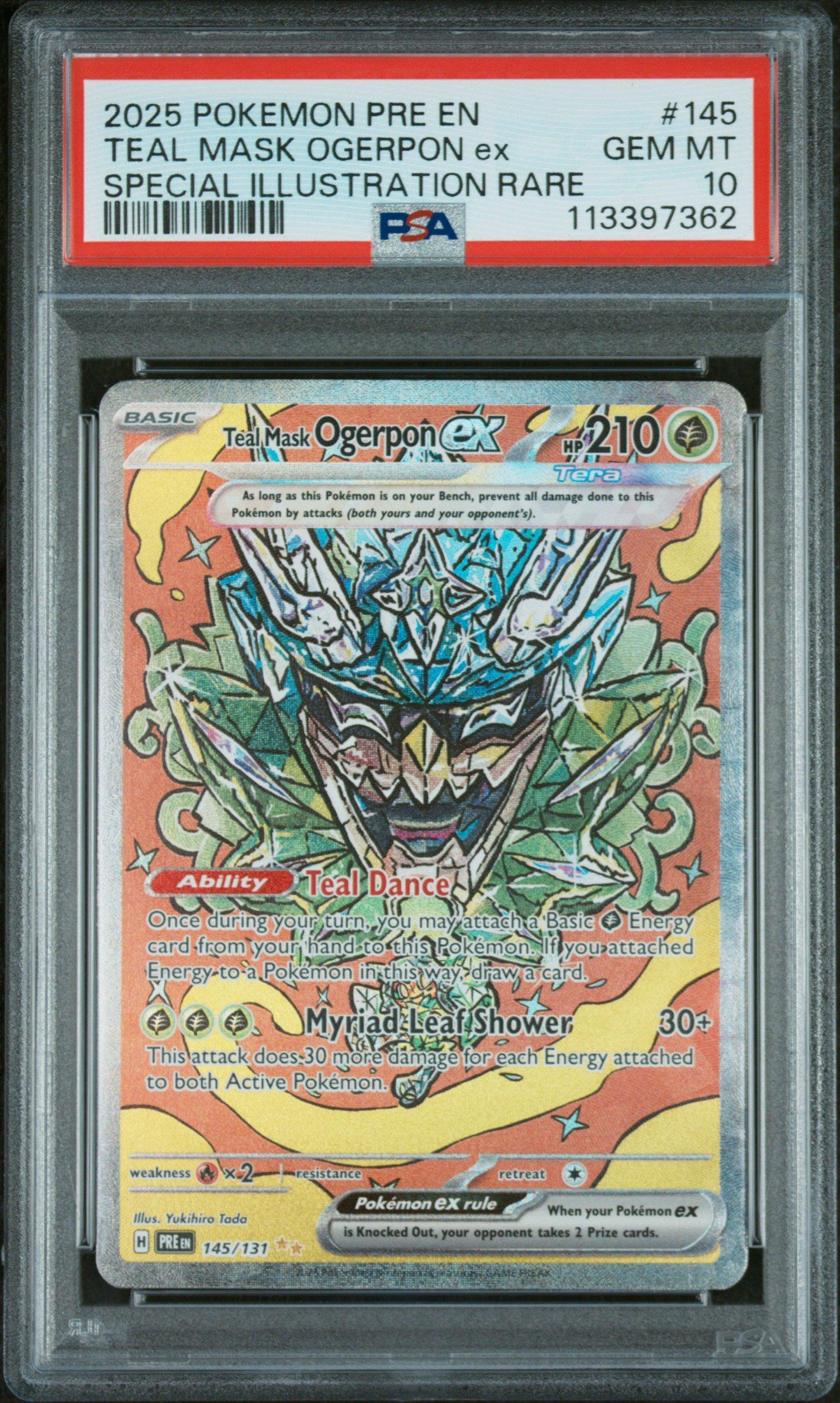 2025 Pokemon Pre En-prismatic Evolutions 145 Teal Mask Ogerpon Ex Special Illustration Rare PSA 10