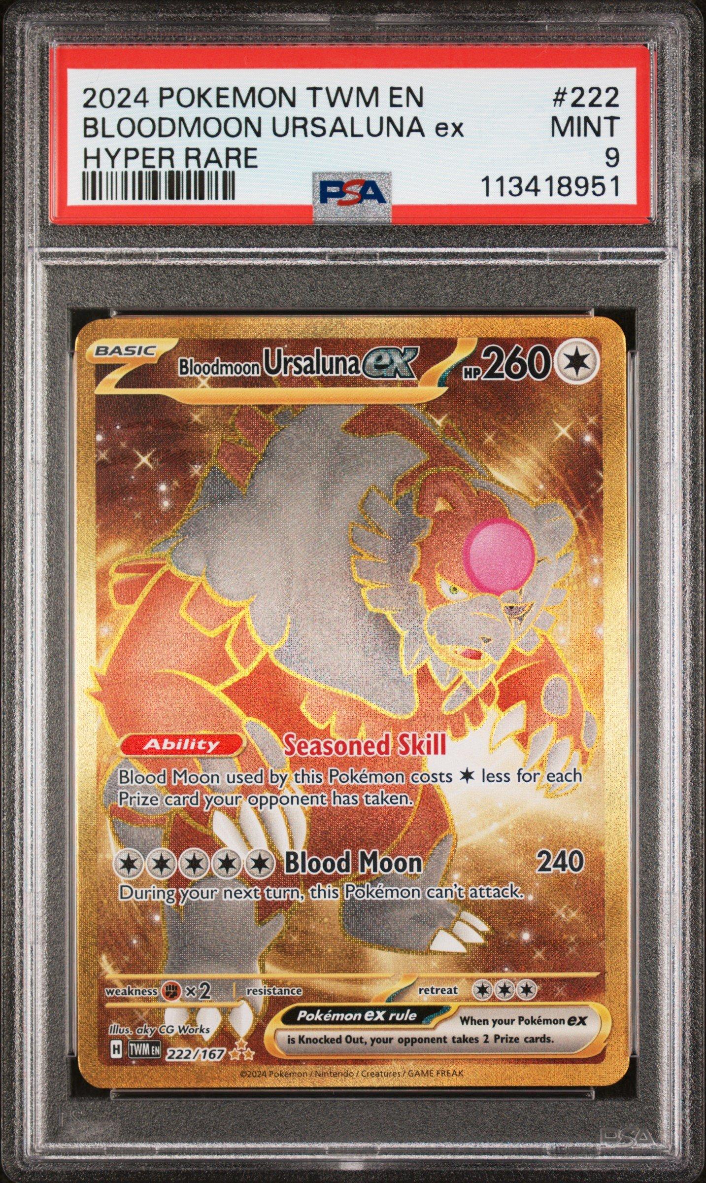 2024 Pokemon Twm En-twilight Masquerade 222 Bloodmoon Ursaluna Ex Hyper Rare PSA