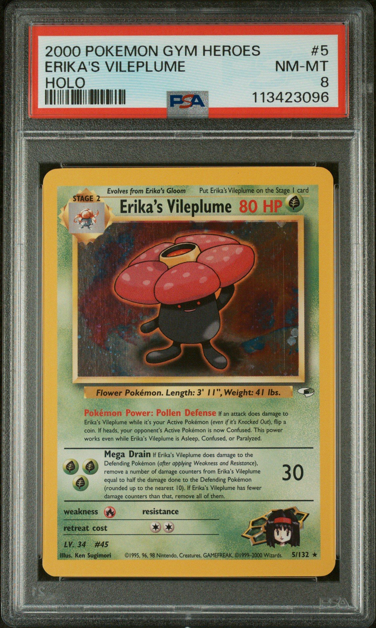 2000 Pokemon Gym Heroes 5 Erika's Vileplume Holo PSA