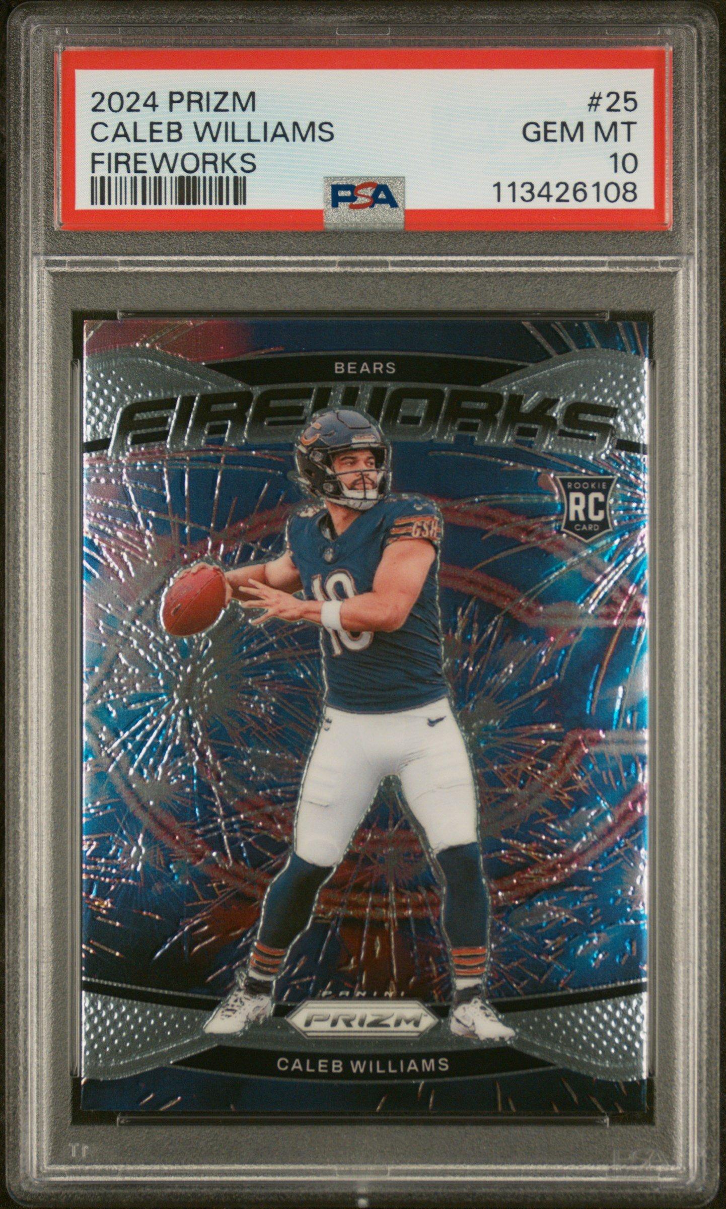 2024 Panini Prizm Fireworks 25 Caleb Williams PSA 10