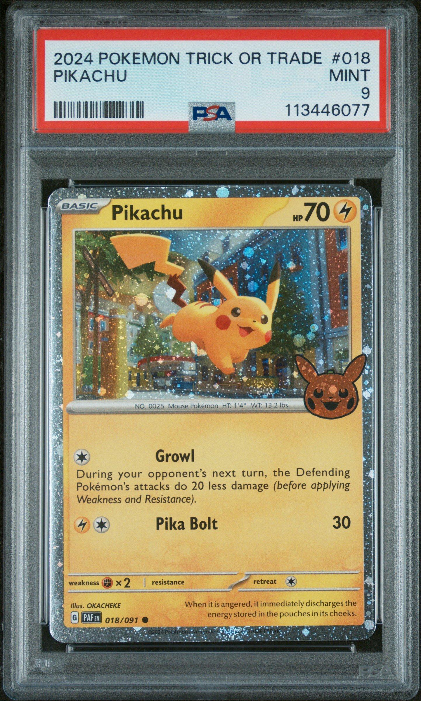 2024 Pokemon Trick Or Trade 018 Pikachu PSA 9 Graded Card | GameStop