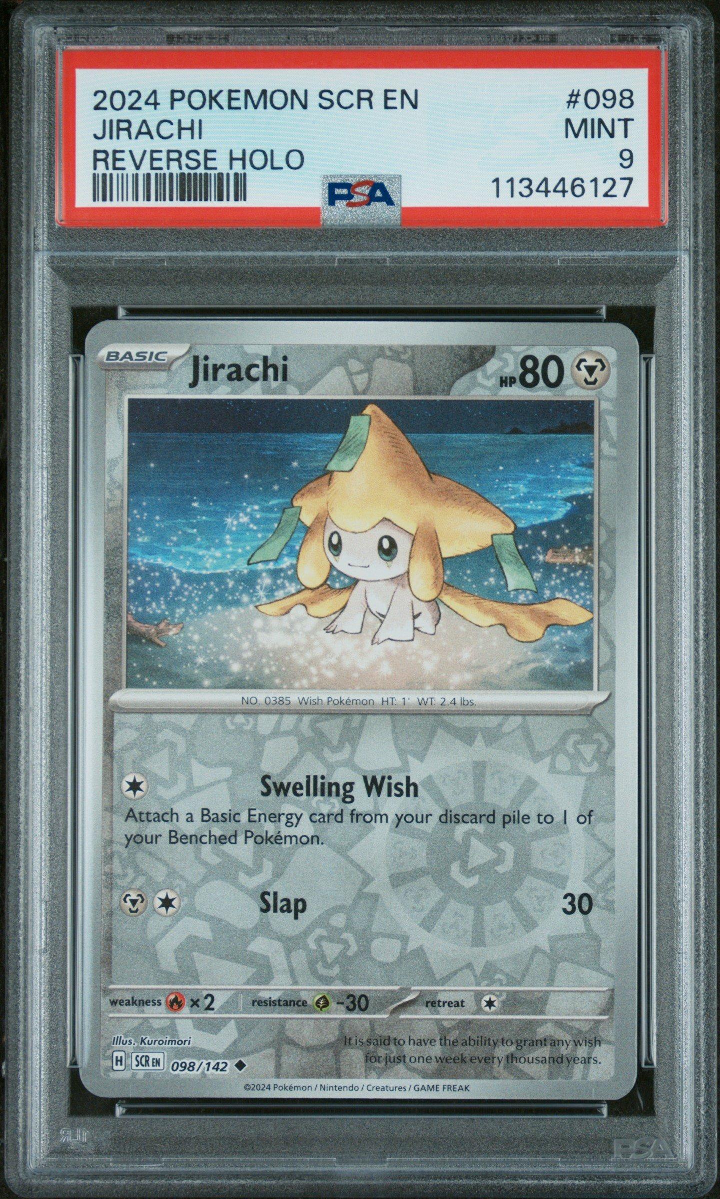 2024 Pokemon Scr En-stellar Crown 098 Jirachi Reverse Holo PSA 9
