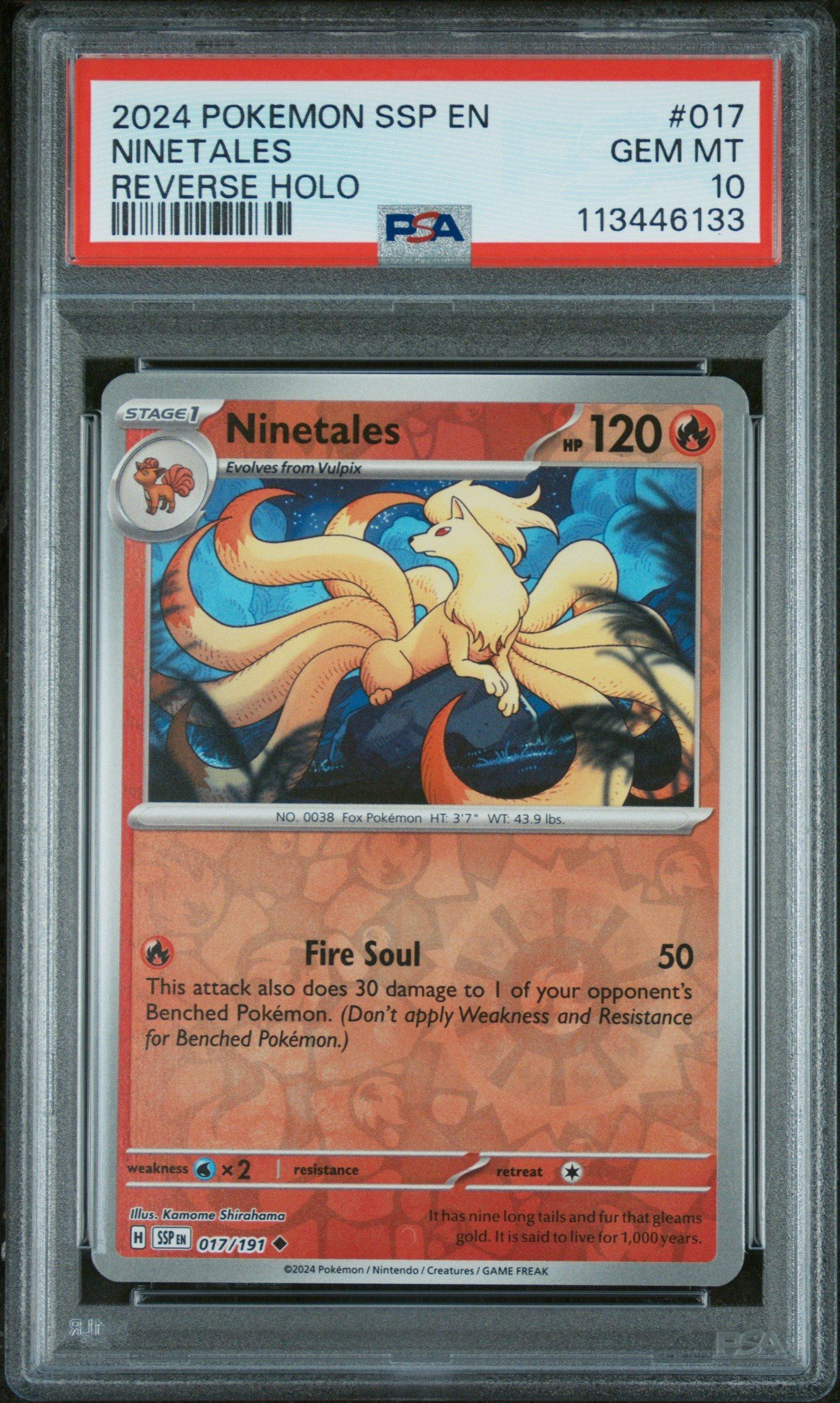 2024 Pokemon Ssp En-surging Sparks 017 Ninetales Reverse Holo PSA 10
