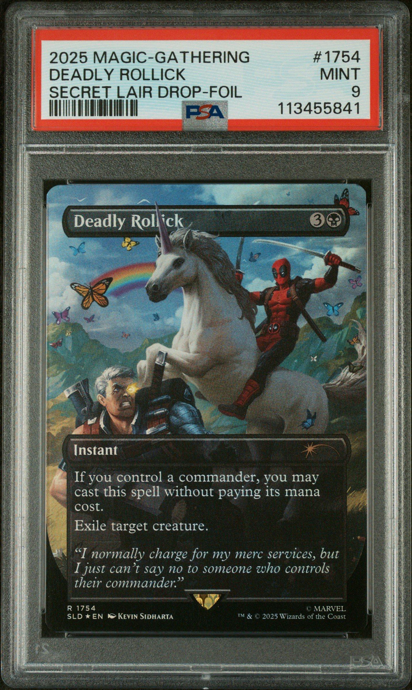 2025 Magic The Gathering Secret Lair Drop 1754 Deadly Rollick Marvel's Deadpool-foil PSA 9