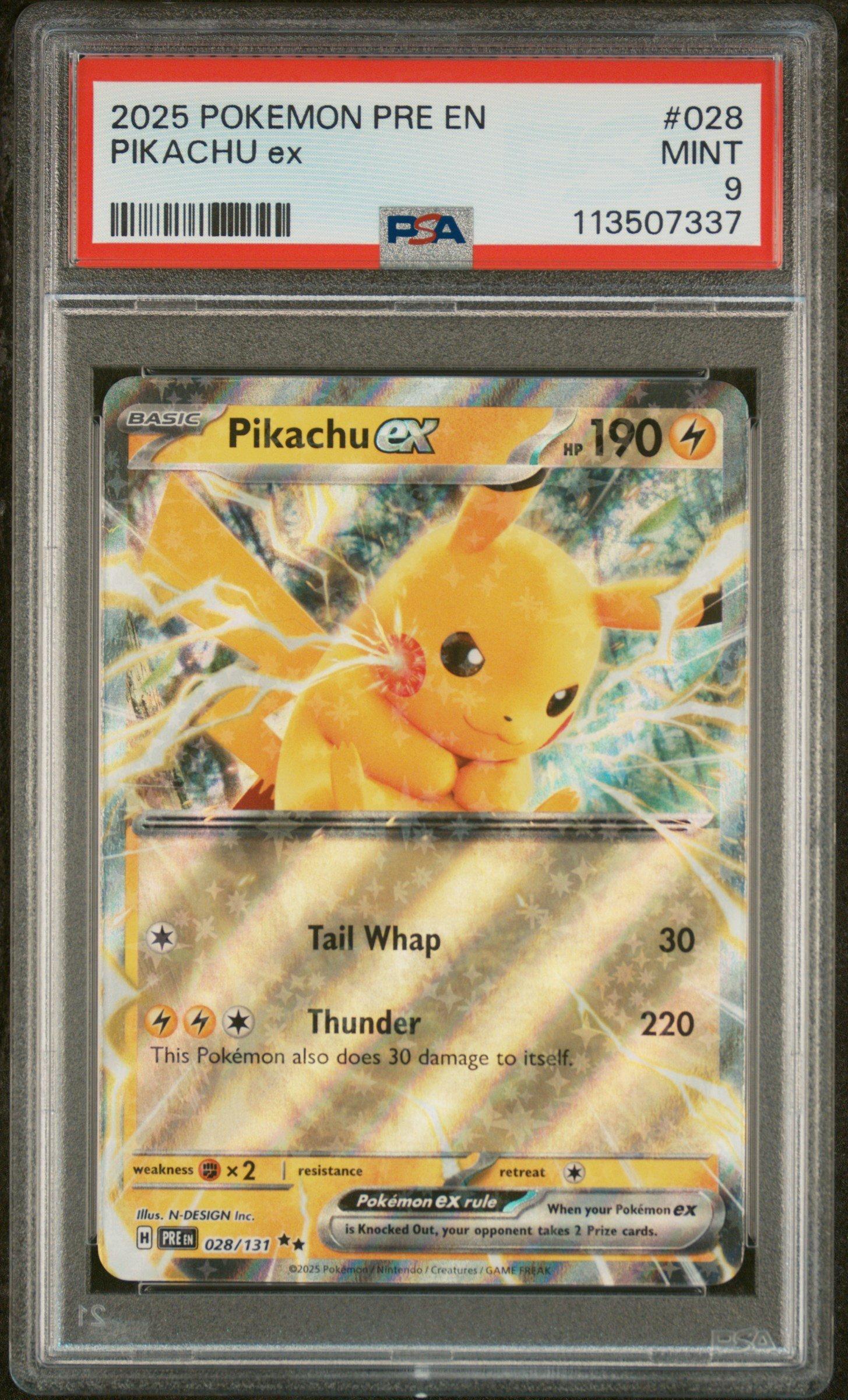 2025 Pokemon Pre En-prismatic Evolutions 028 Pikachu Ex PSA 9 Graded Card |  GameStop