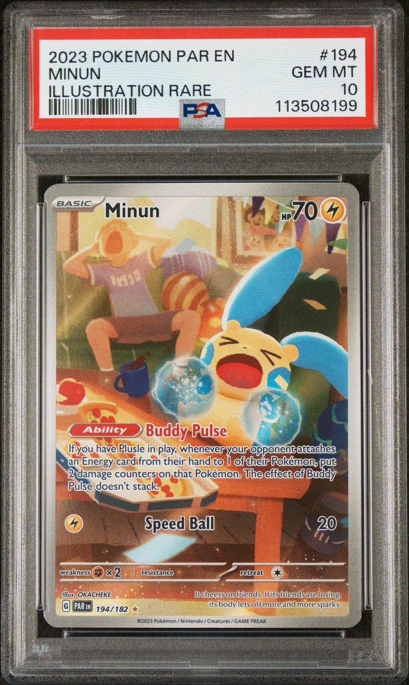 2023 Pokemon Par En-paradox Rift 194 Minun Illustration Rare PSA