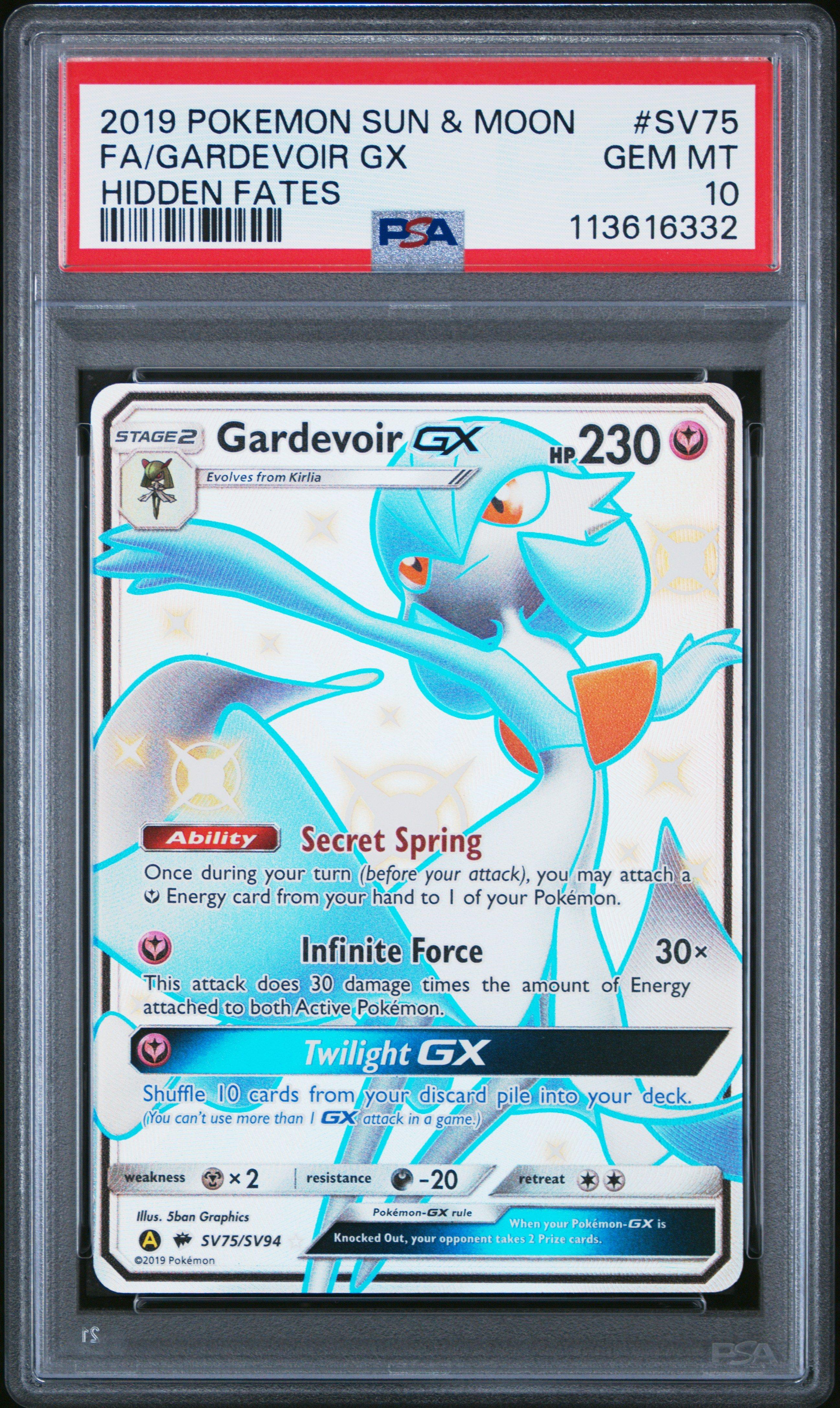 2019 Pokemon Sun & Moon Hidden Fates Sv75 Full Art/gardevoir Gx