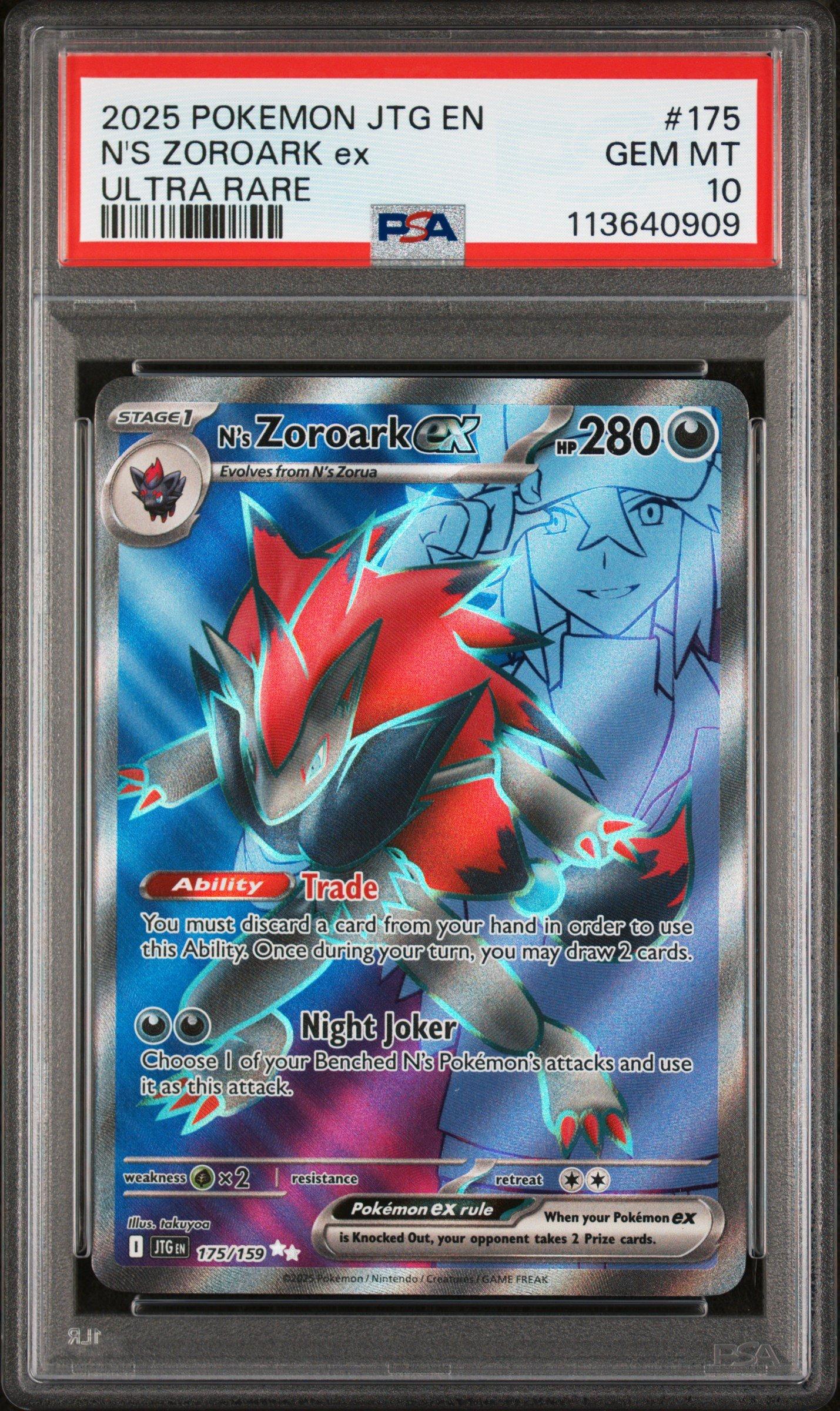 2025 Pokemon Jtg En-journey Together 175 N's Zoroark Ex Ultra Rare PSA