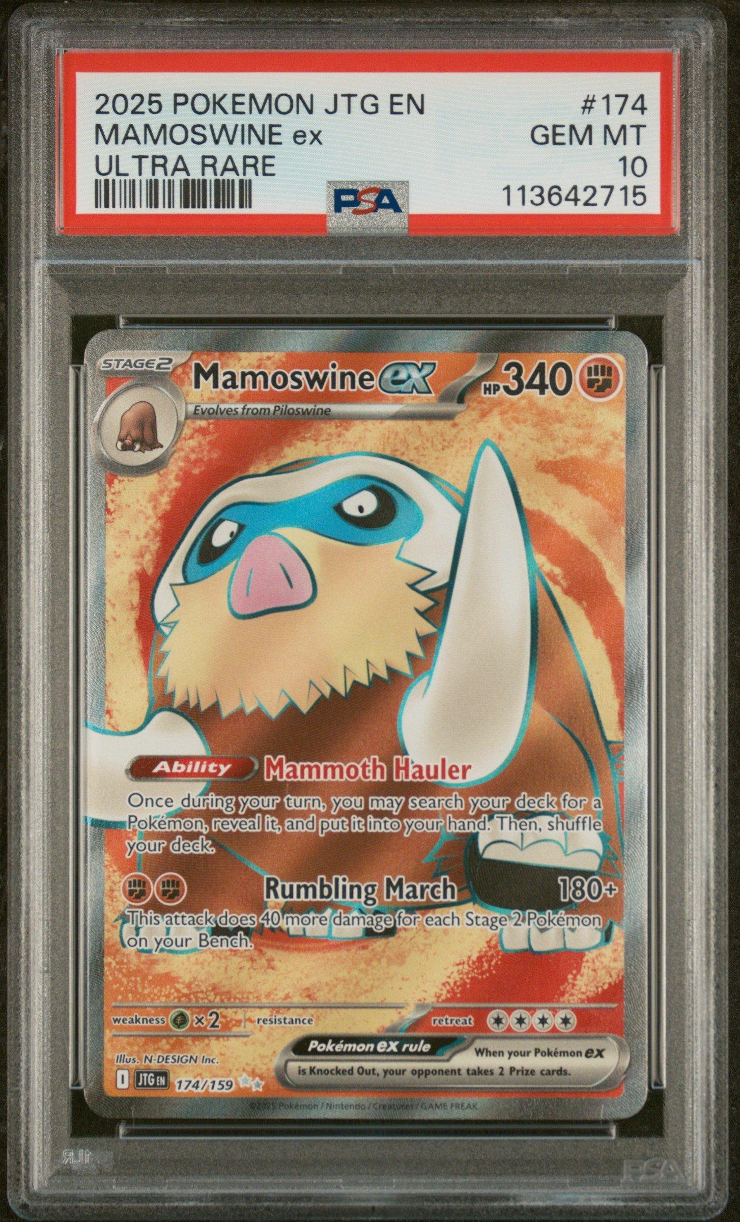 2025 Pokemon Jtg En-journey Together 174 Mamoswine Ex Ultra Rare PSA