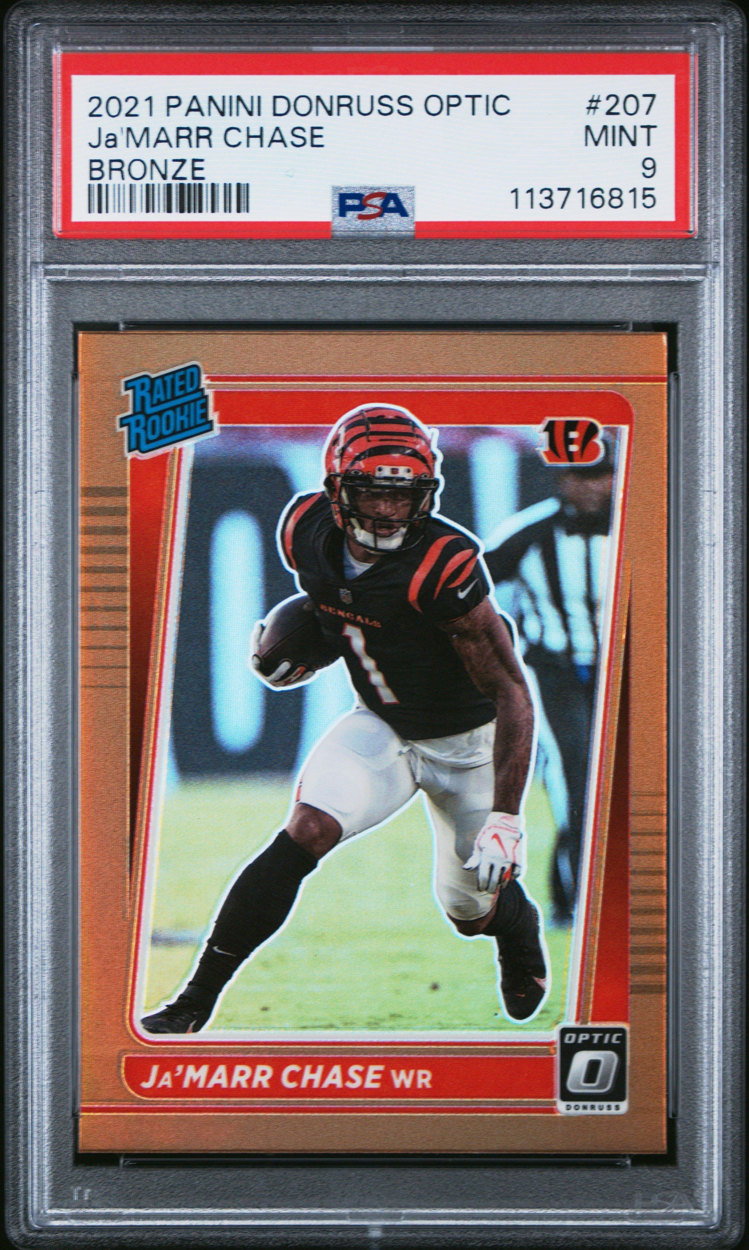 2021 Panini Donruss Optic 207 Ja'marr Chase Bronze PSA 9