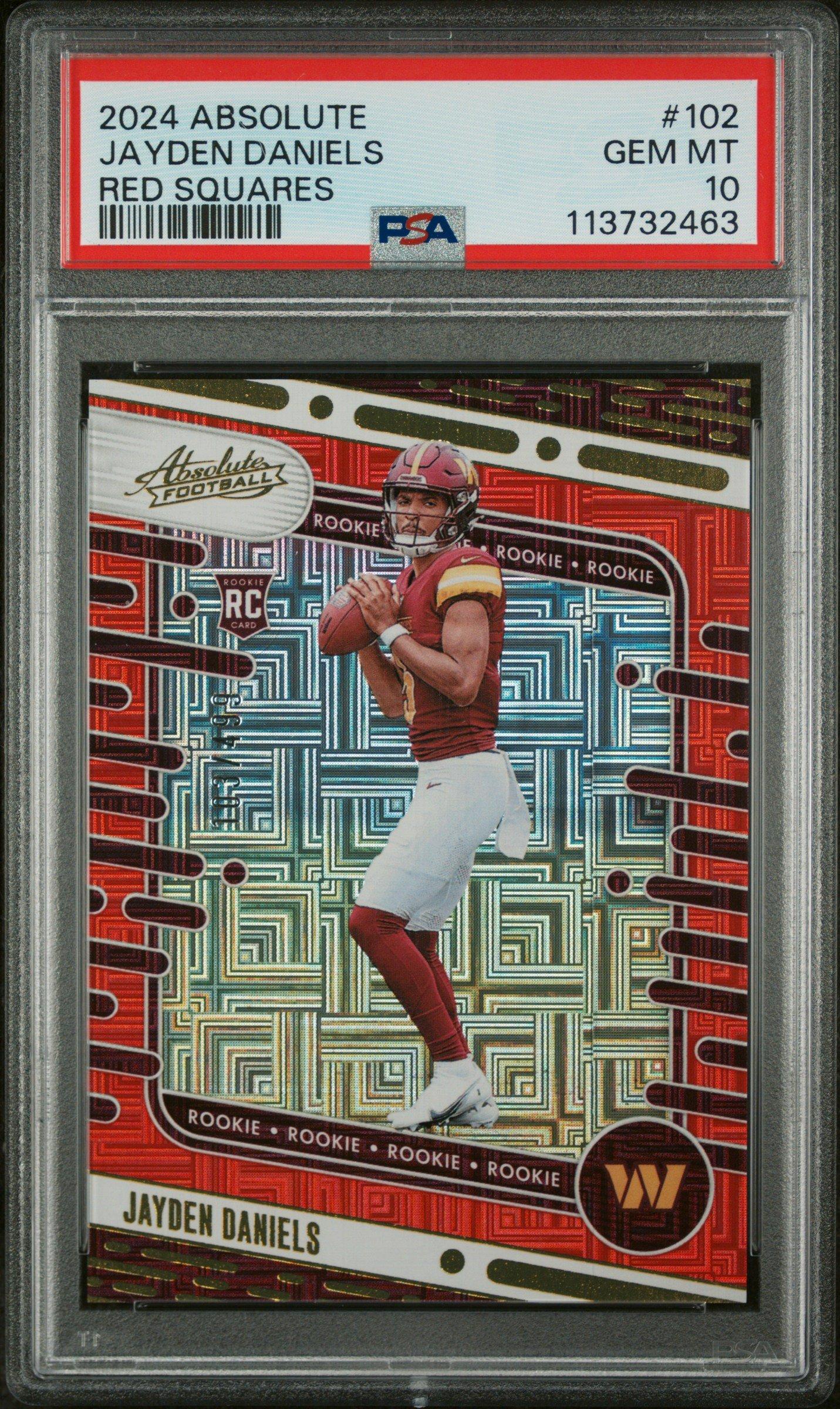 2024 Panini Absolute 102 Jayden Daniels Red Squares PSA 10
