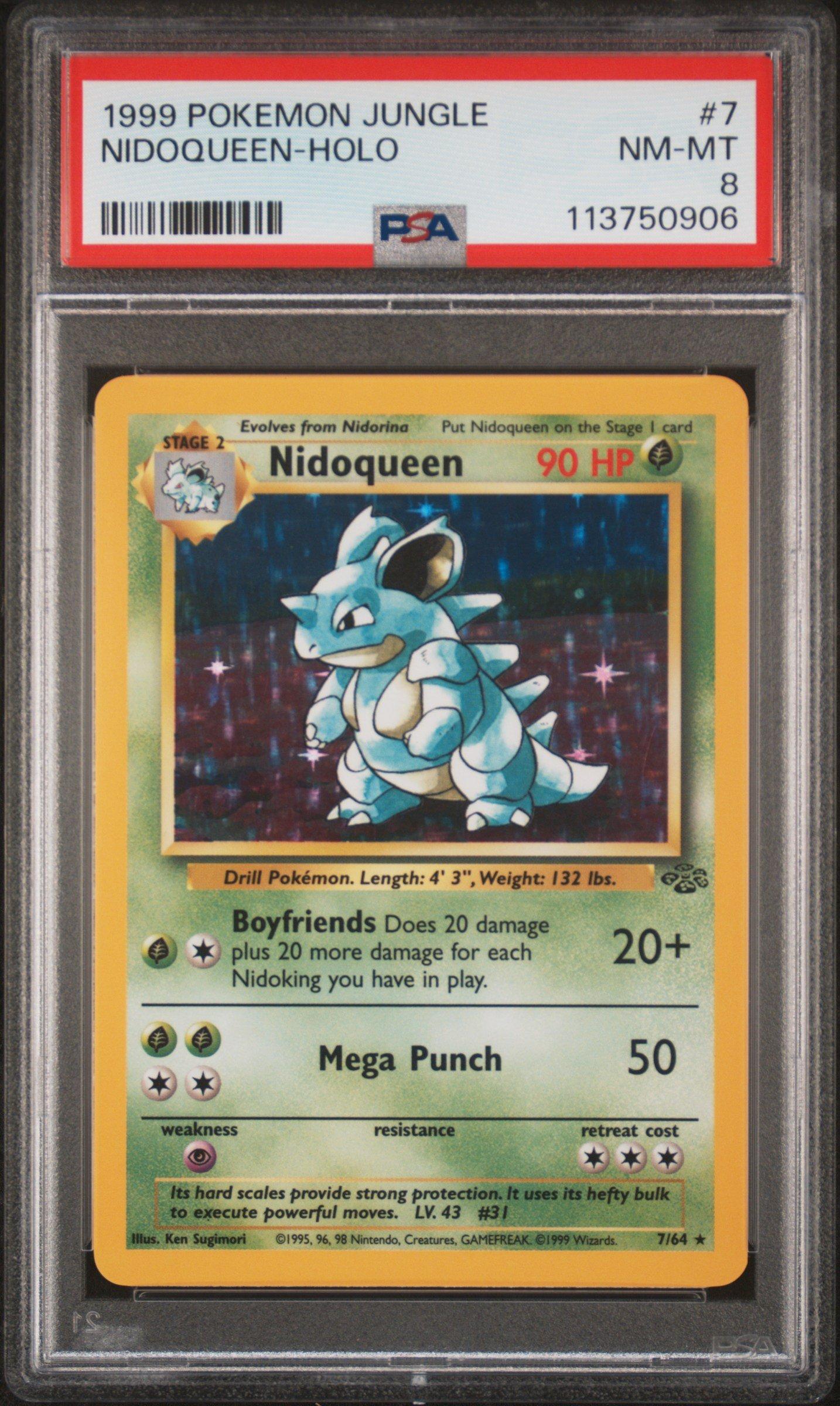 1999 Pokemon Jungle 7 Nidoqueen-holo PSA 8