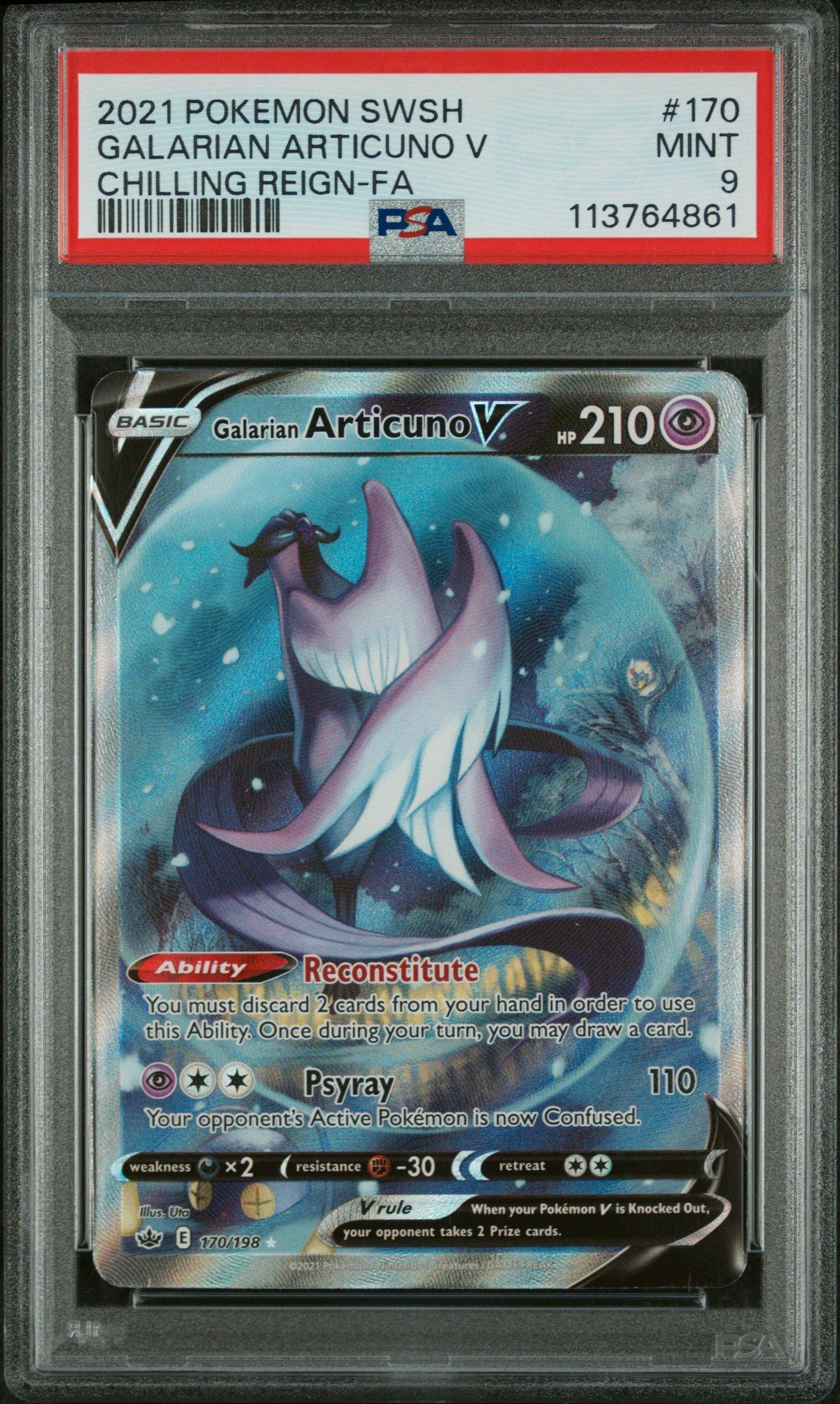 2021 Pokemon Sword & Shield Chilling Reign 170 Full Art/galarian Articuno V PSA