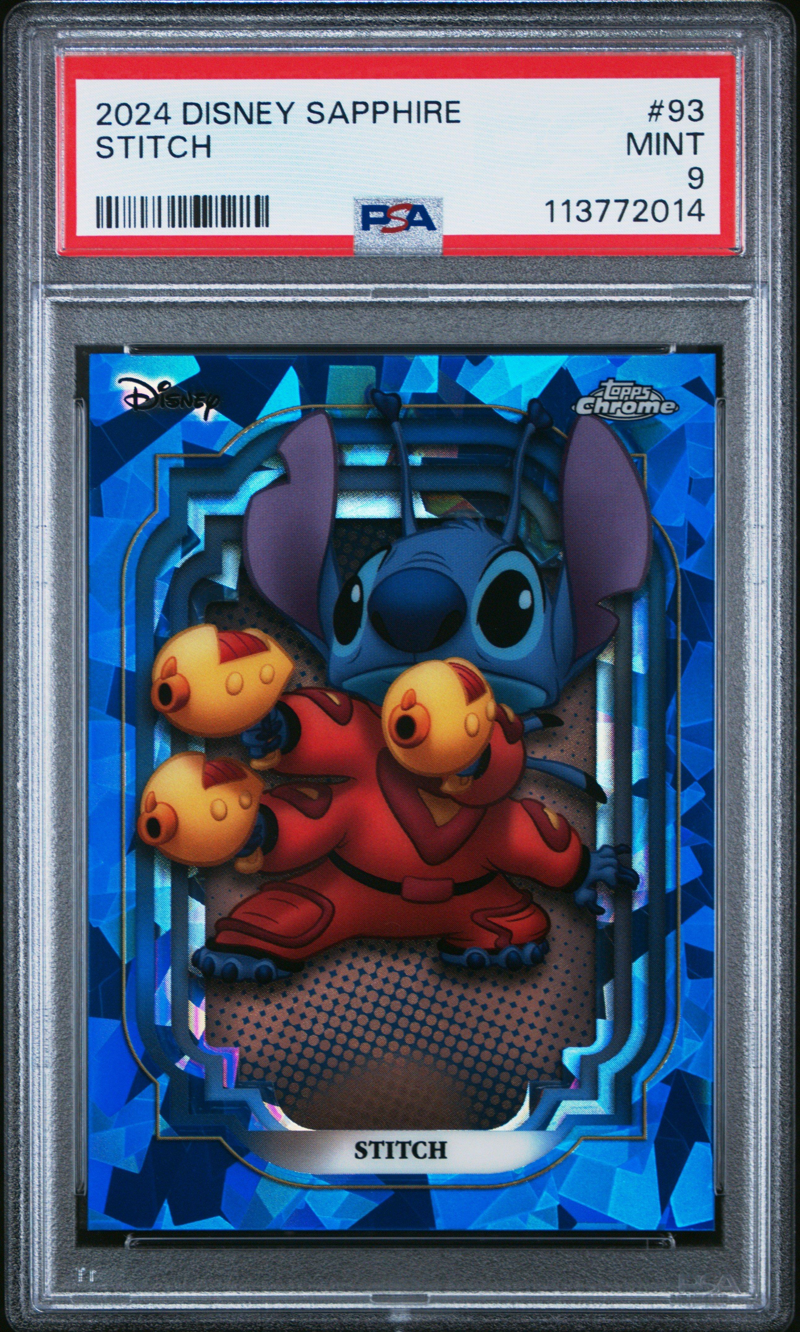 2024 Topps Chrome Disney Sapphire Edition 93 Stitch PSA 9 Graded