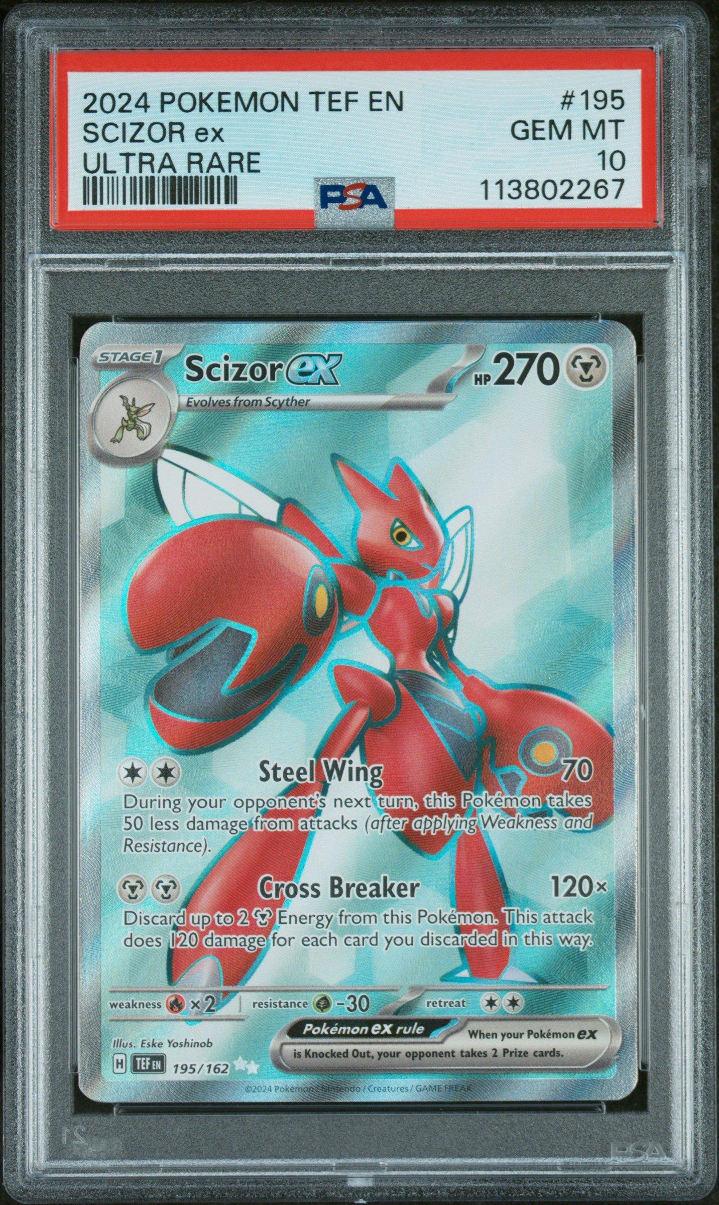 2024 Pokemon Tef En-temporal Forces 195 Scizor Ex Ultra Rare PSA