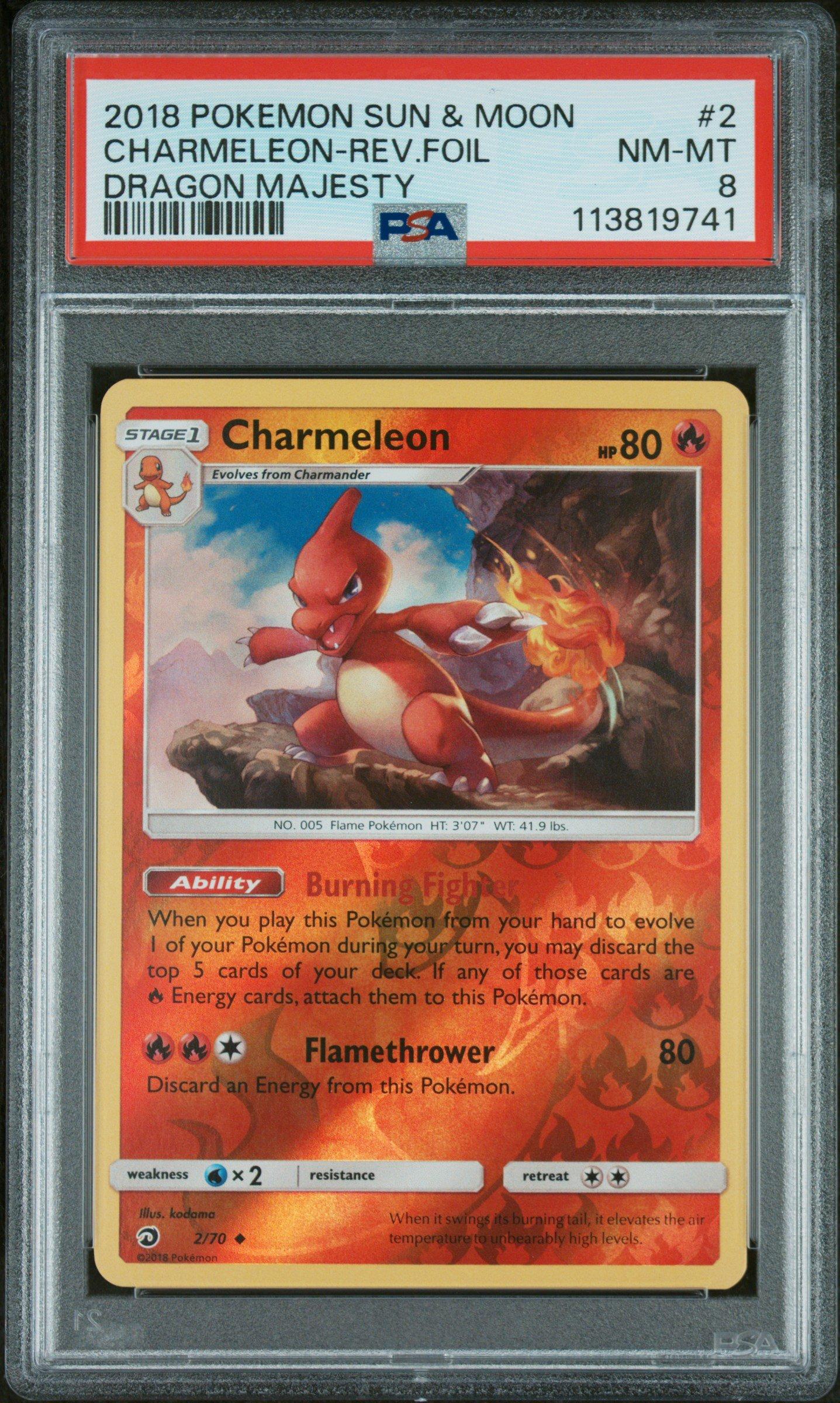 2018 Pokemon Sun & Moon Dragon Majesty 2 Charmeleon-reverse Foil PSA