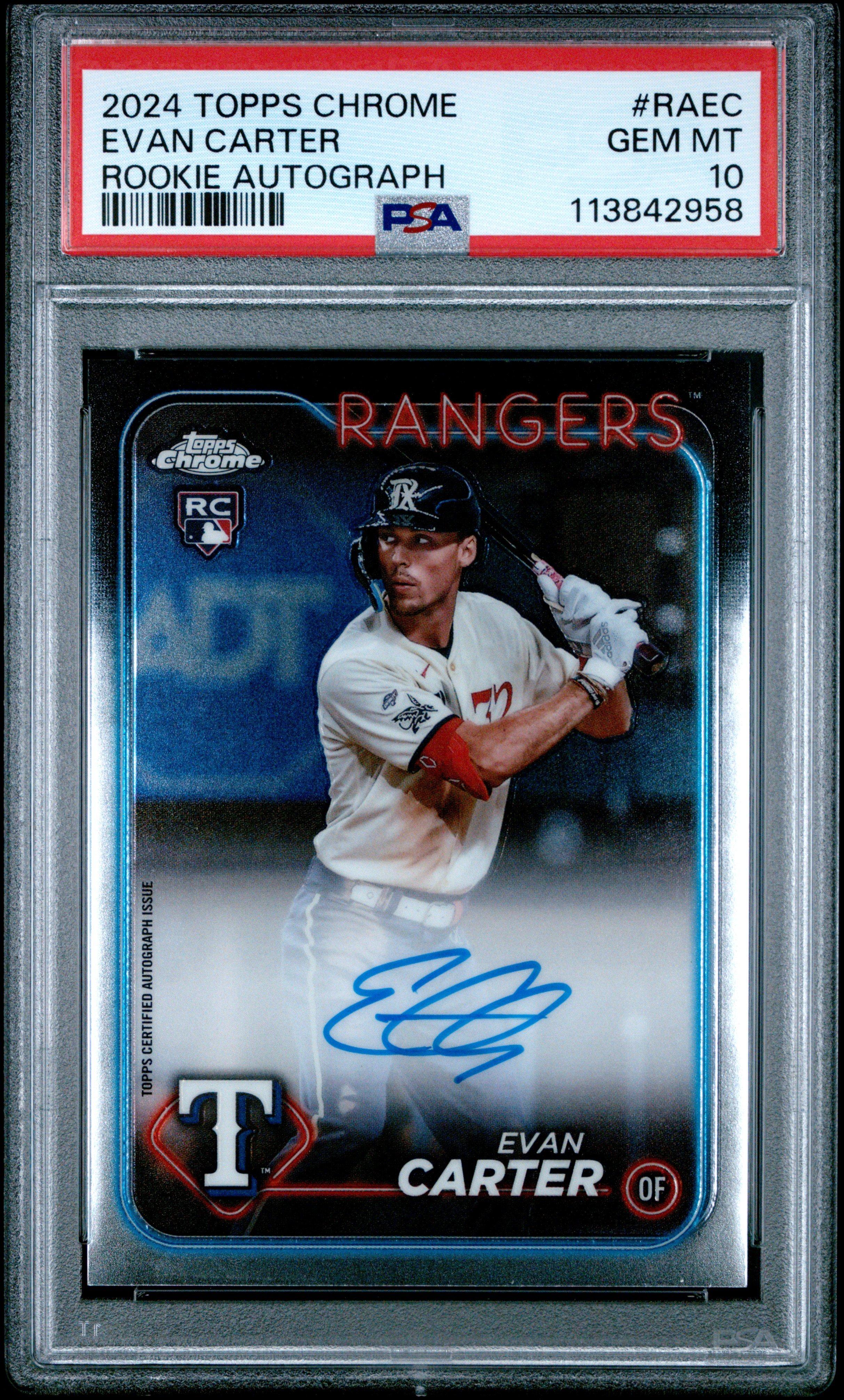 2024 Topps Chrome Rookie Autographs Raec Evan Carter PSA 10