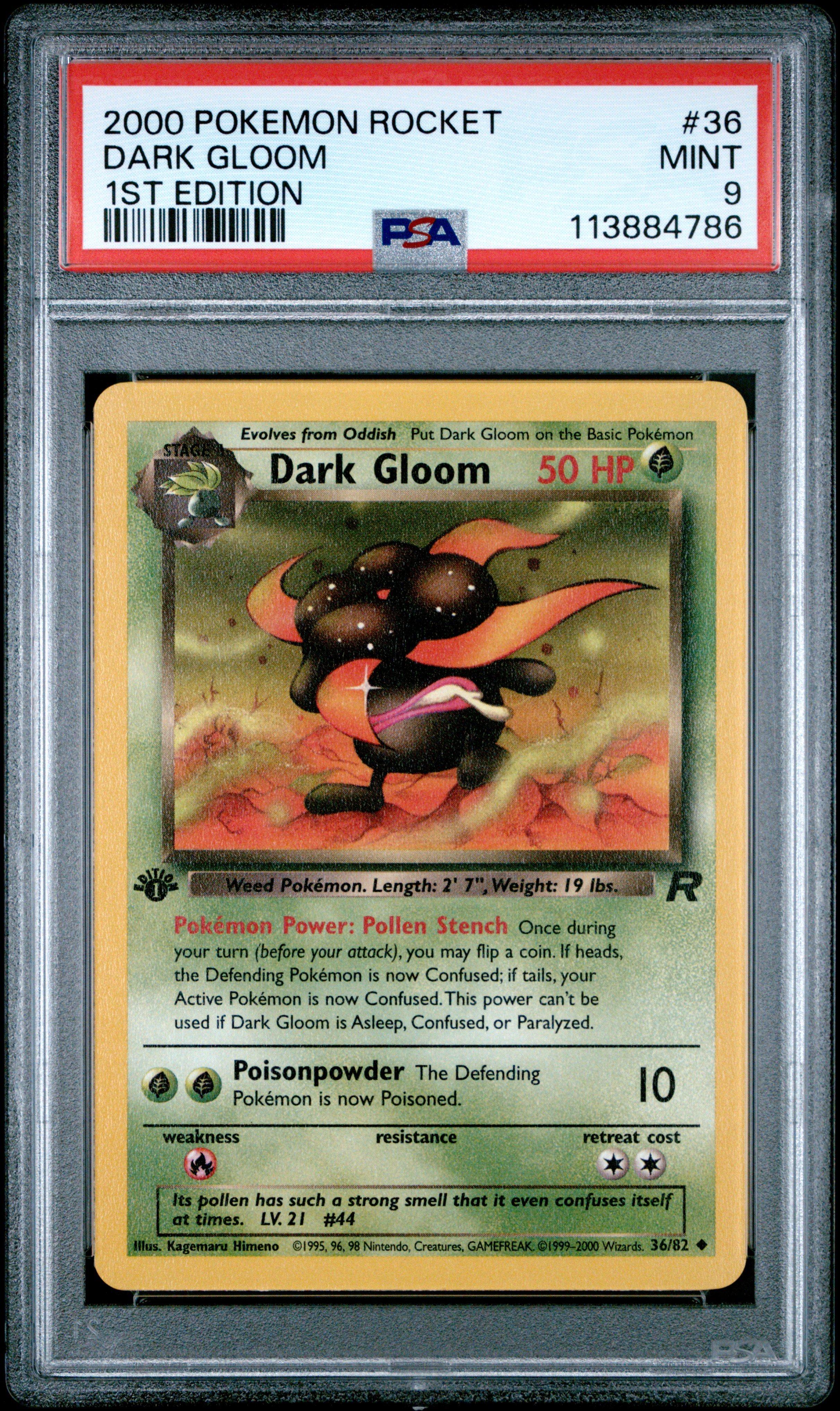 2000 Pokemon Rocket 36 Dark Gloom 1st Edition PSA