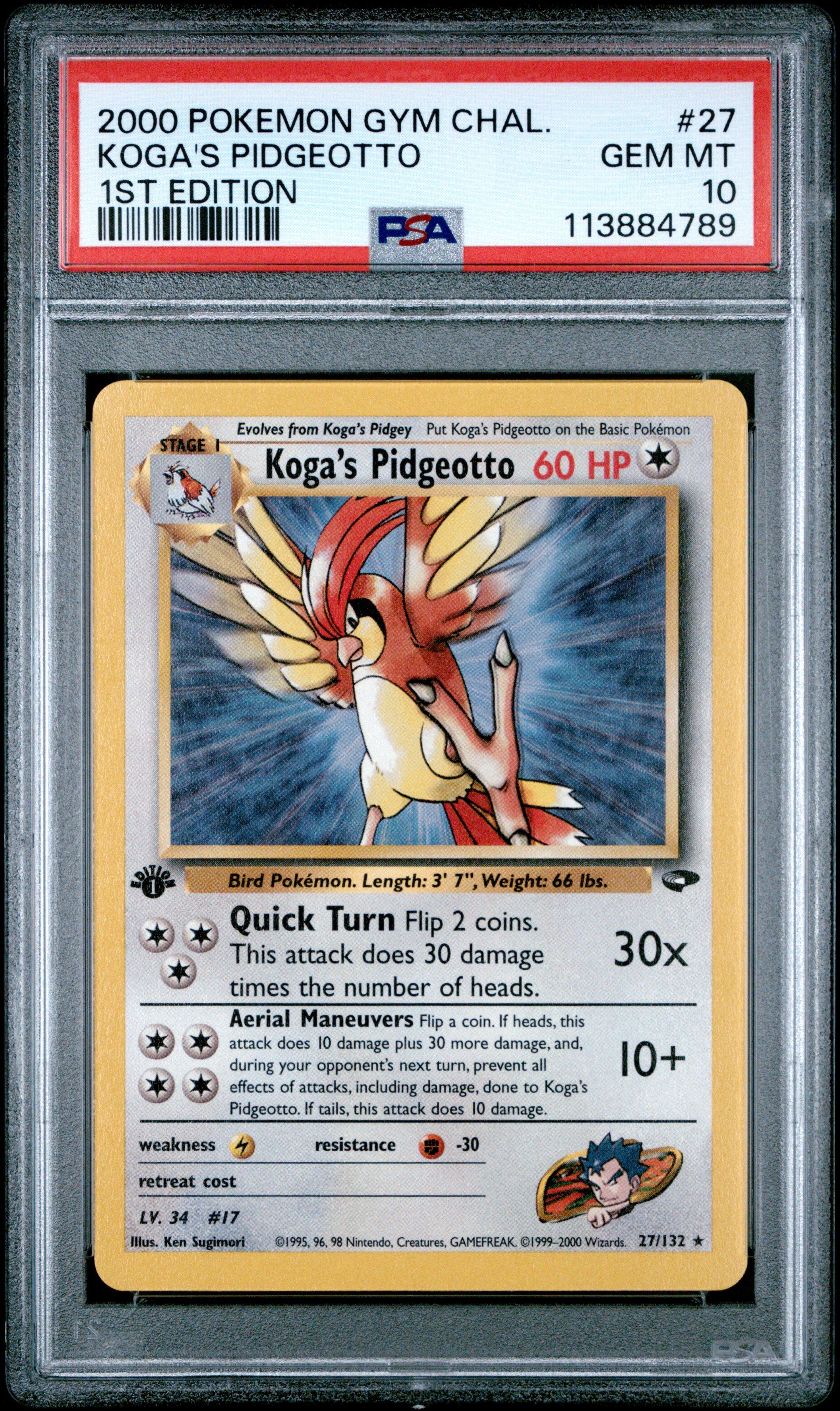 2000 Pokemon Gym Challenge 27 Koga's Pidgeotto 1st Edition PSA