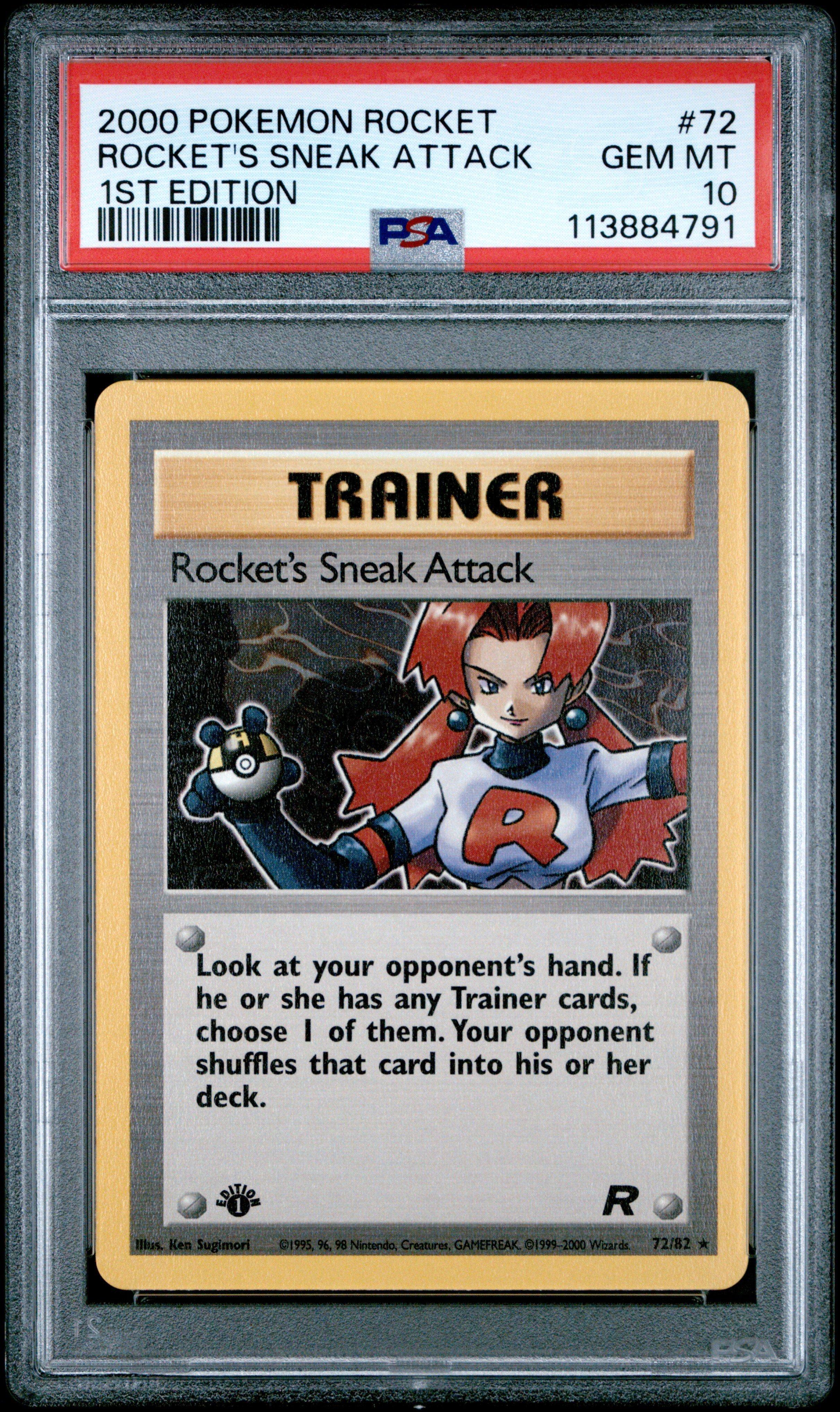 2000 Pokemon Rocket 72 Rocket's Sneak Attack 1st Edition PSA