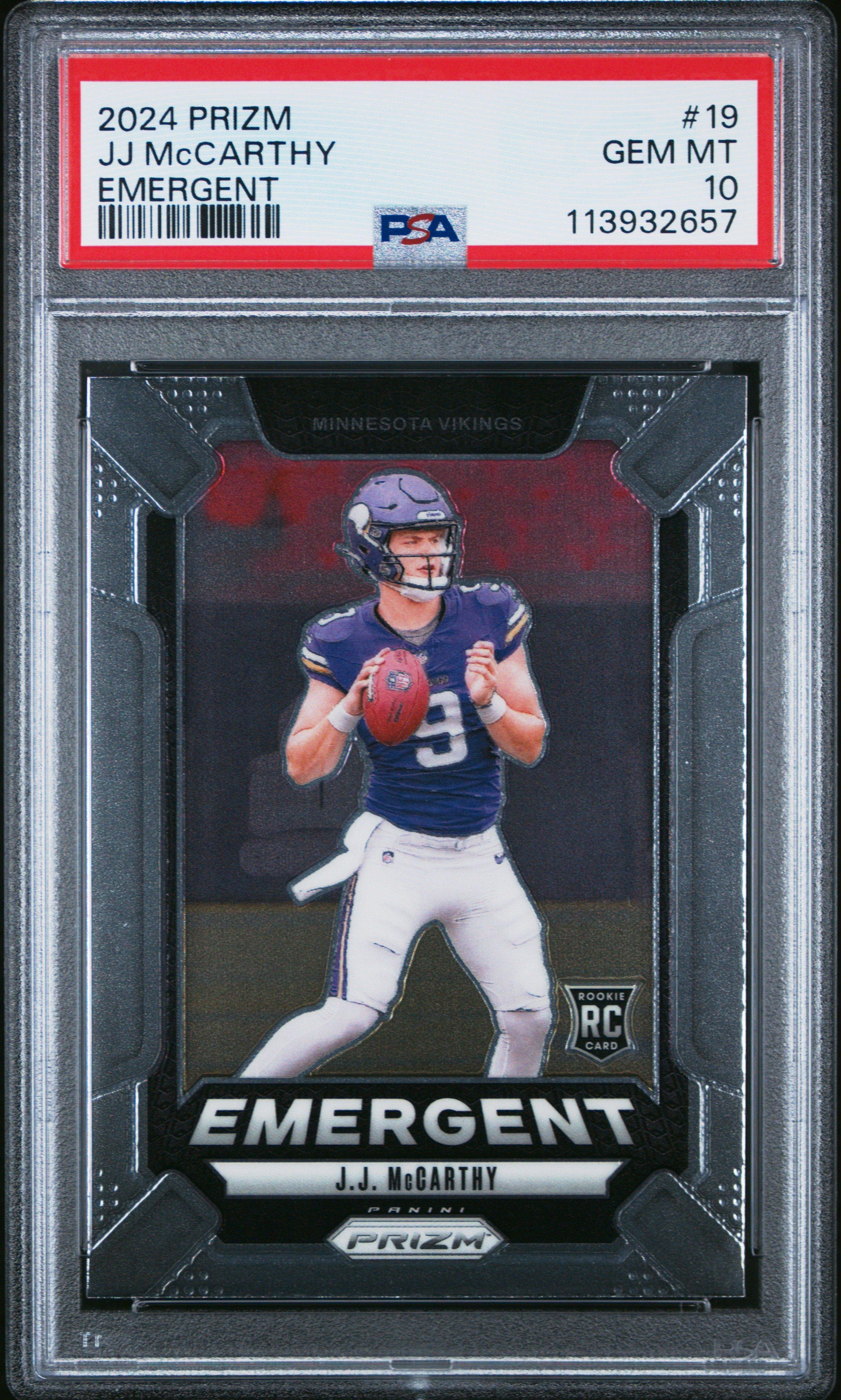 2024 Panini Prizm Emergent 19 Jj Mccarthy PSA 10
