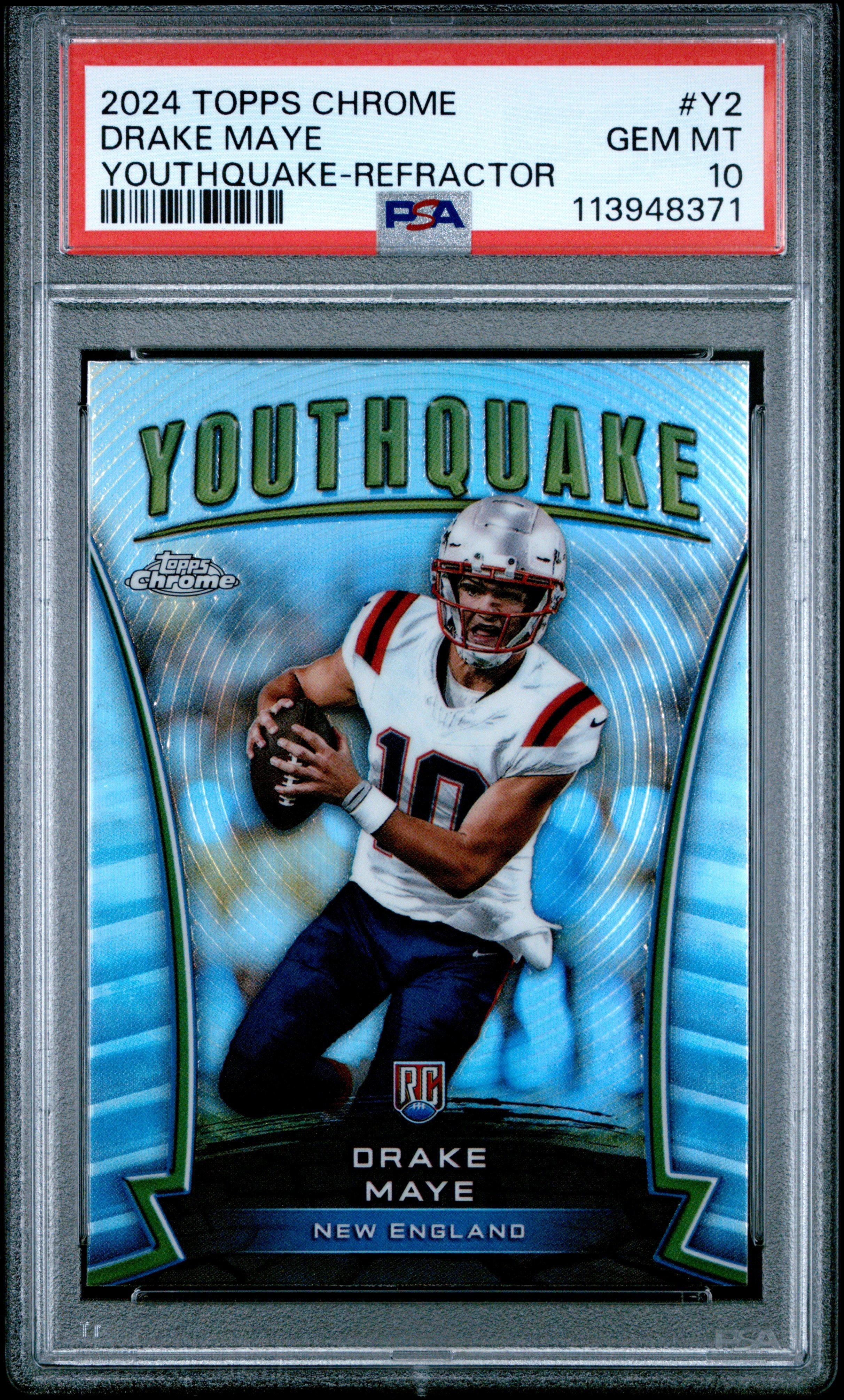 2024 Topps Chrome Youthquake Y2 Drake Maye Refractor PSA 10 Graded