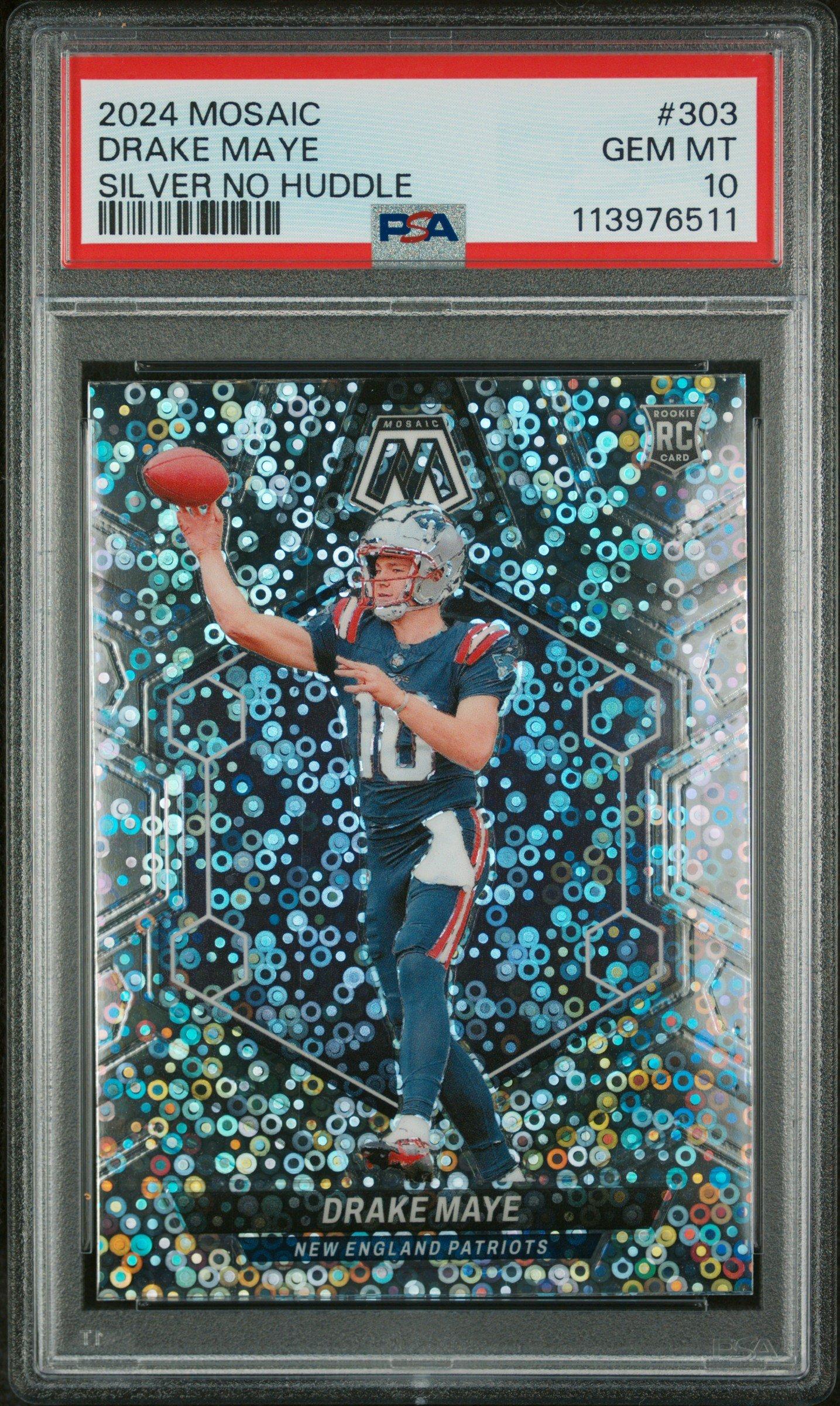 2024 Panini Mosaic 303 Drake Maye Silver No Huddle PSA 10