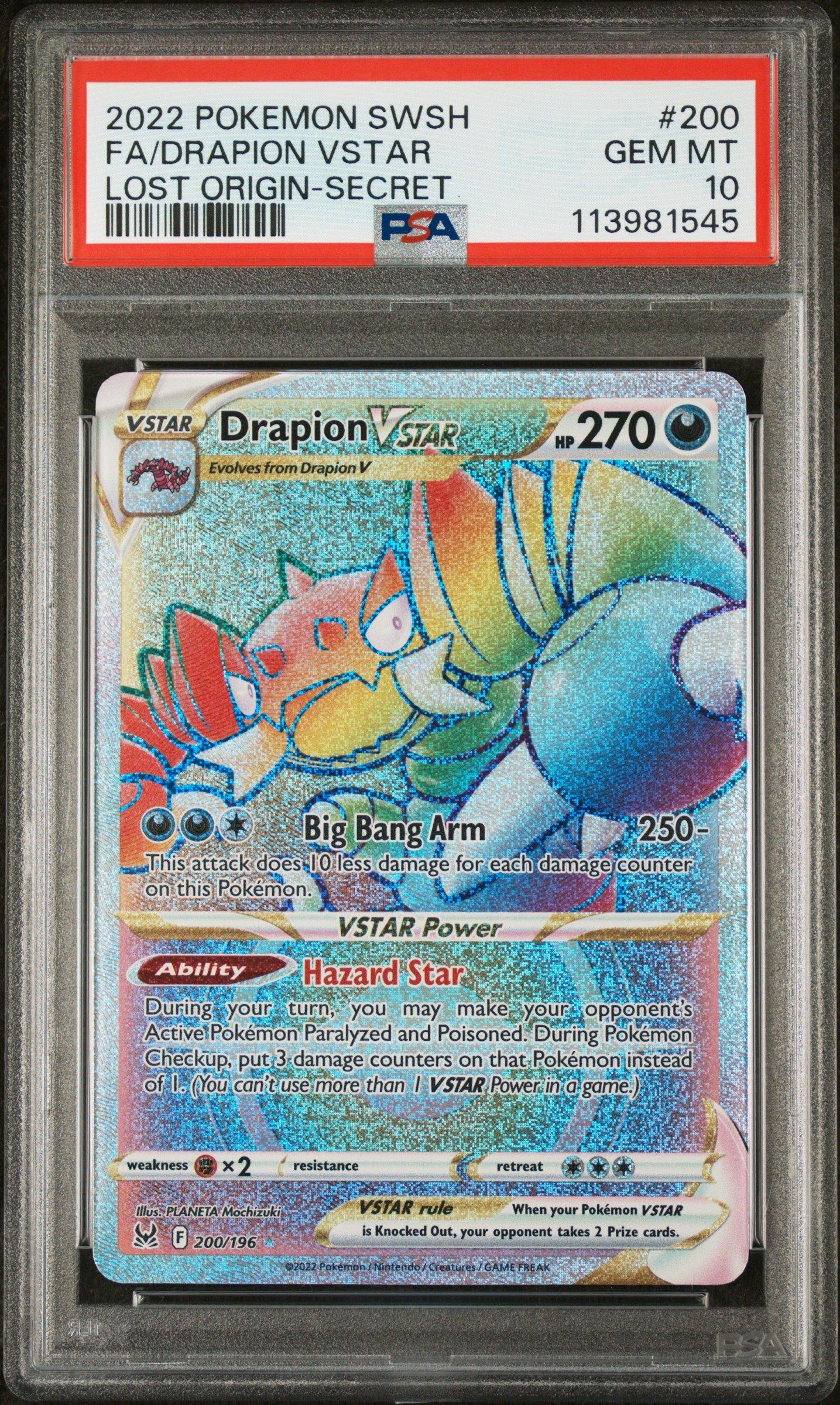 2022 Pokemon Sword & Shield Lost Origin 200 Full Art/drapion Vstar Secret PSA 10