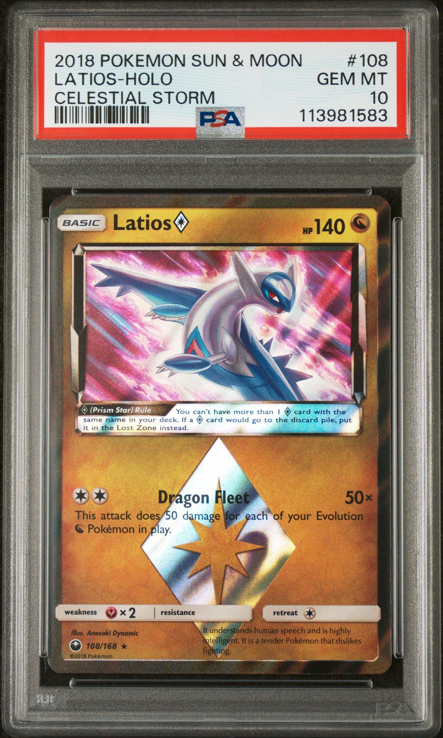 2018 Pokemon Sun & Moon Celestial Storm 108 Latios-holo PSA