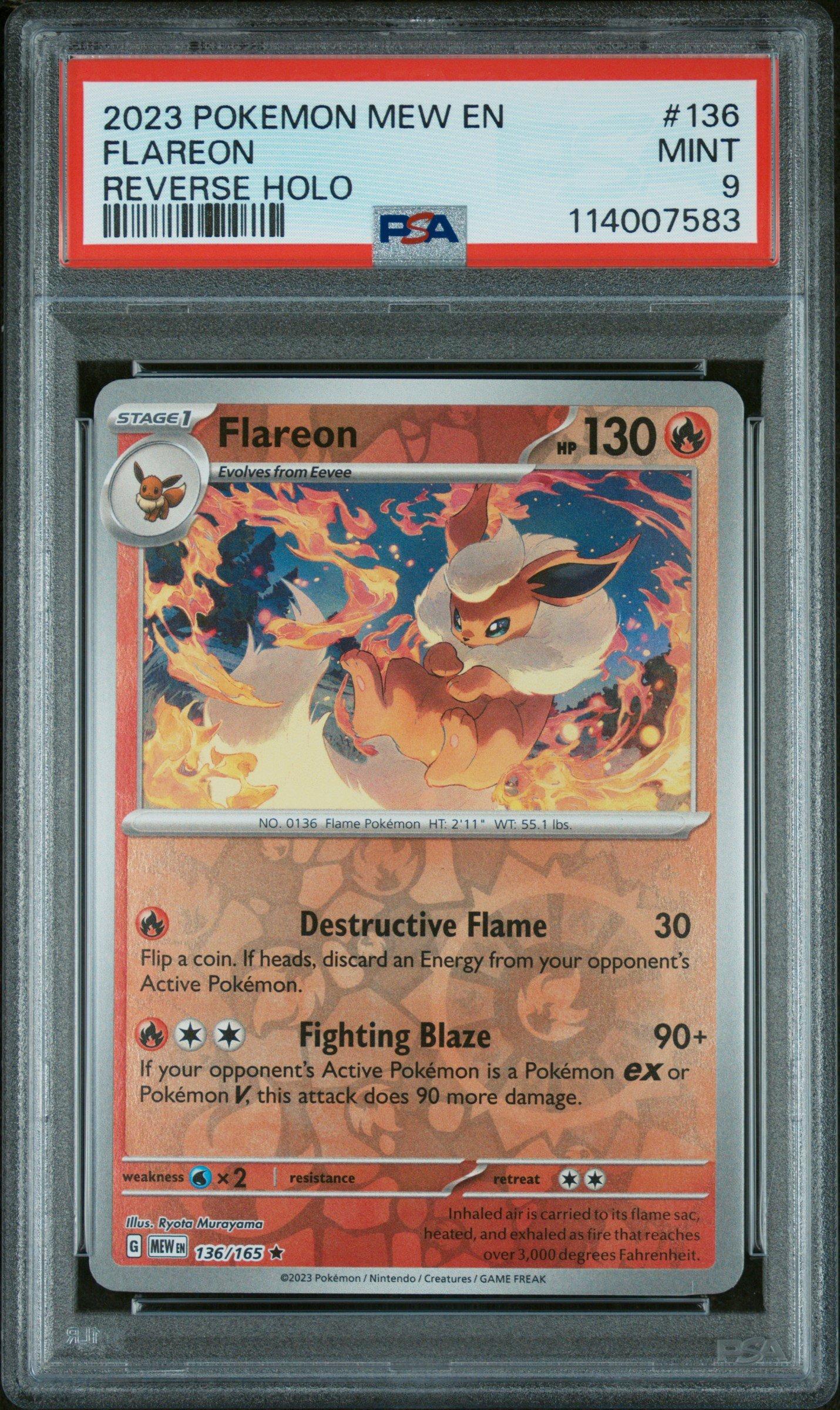 2023 Pokemon Mew En-151 136 Flareon Reverse Holo PSA 9