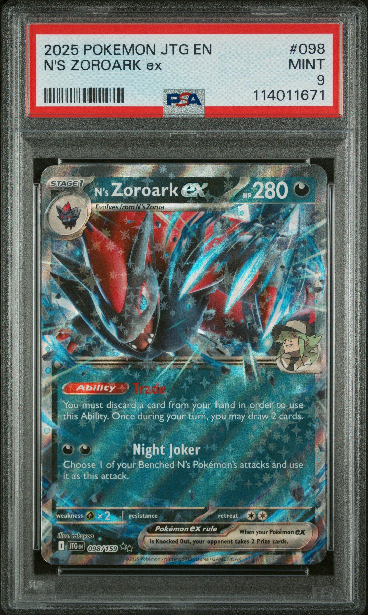 2025 Pokemon Jtg En-journey Together 098 N's Zoroark Ex PSA 9