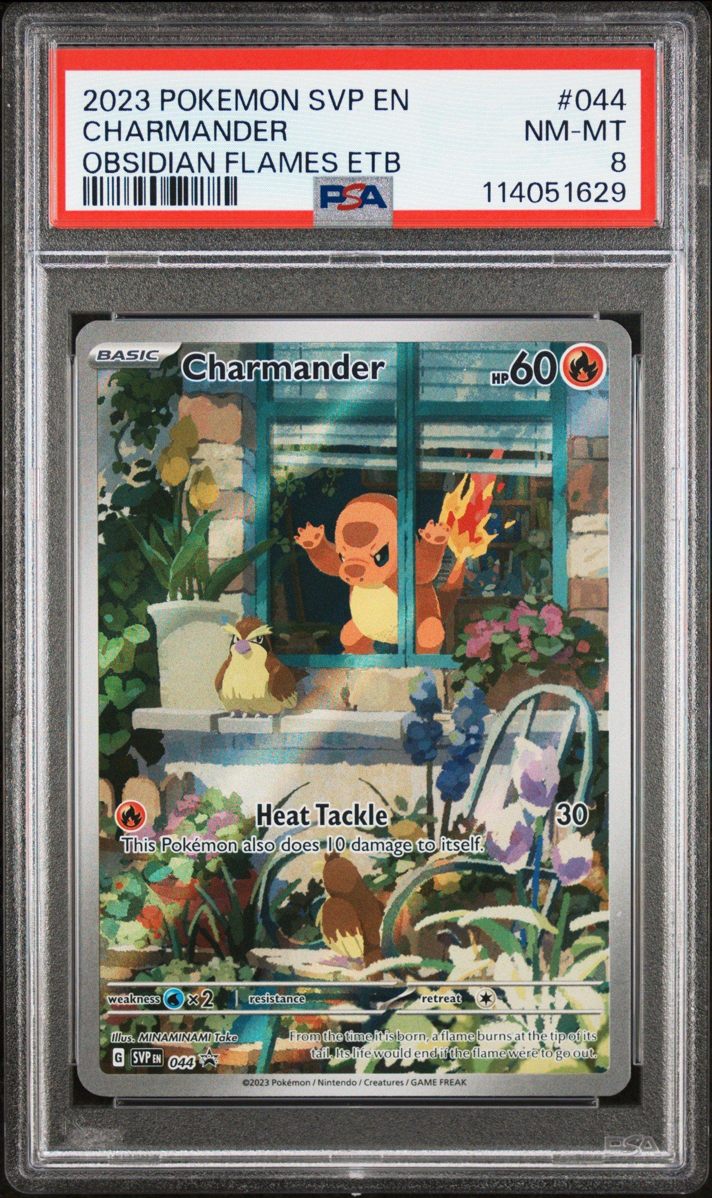 2023 Pokemon Svp En-sv Black Star Promo 044 Charmander Obsidian Flames  Elite Trainer Box PSA 8