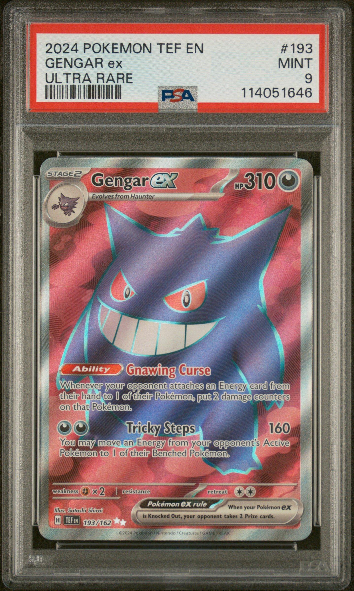 2024 Pokemon Tef En-temporal Forces 193 Gengar Ex Ultra Rare PSA 9