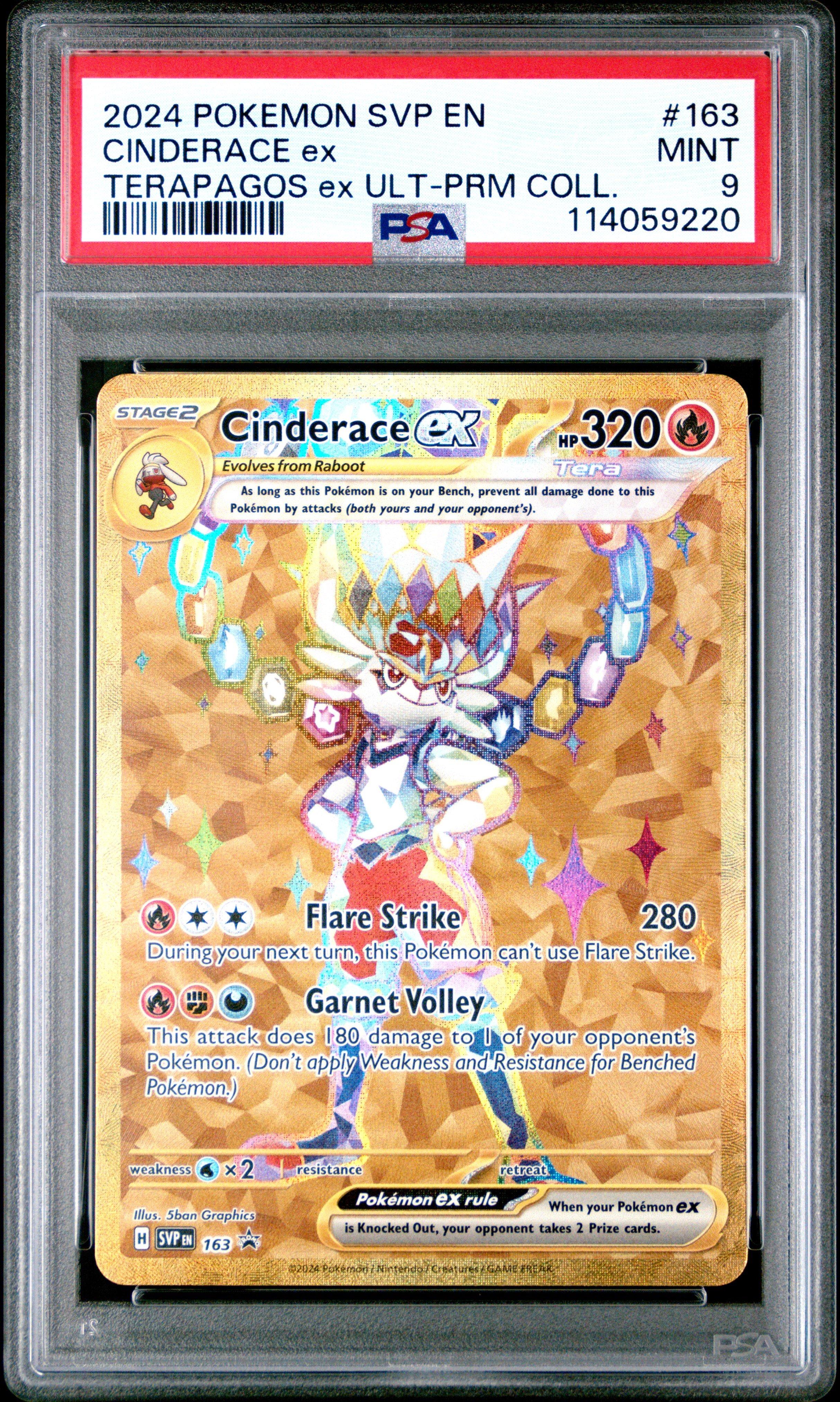 2024 Pokemon Svp En-sv Black Star Promo 163 Cinderace Ex Terapagos Ex Ultra-premium Collection PSA 9