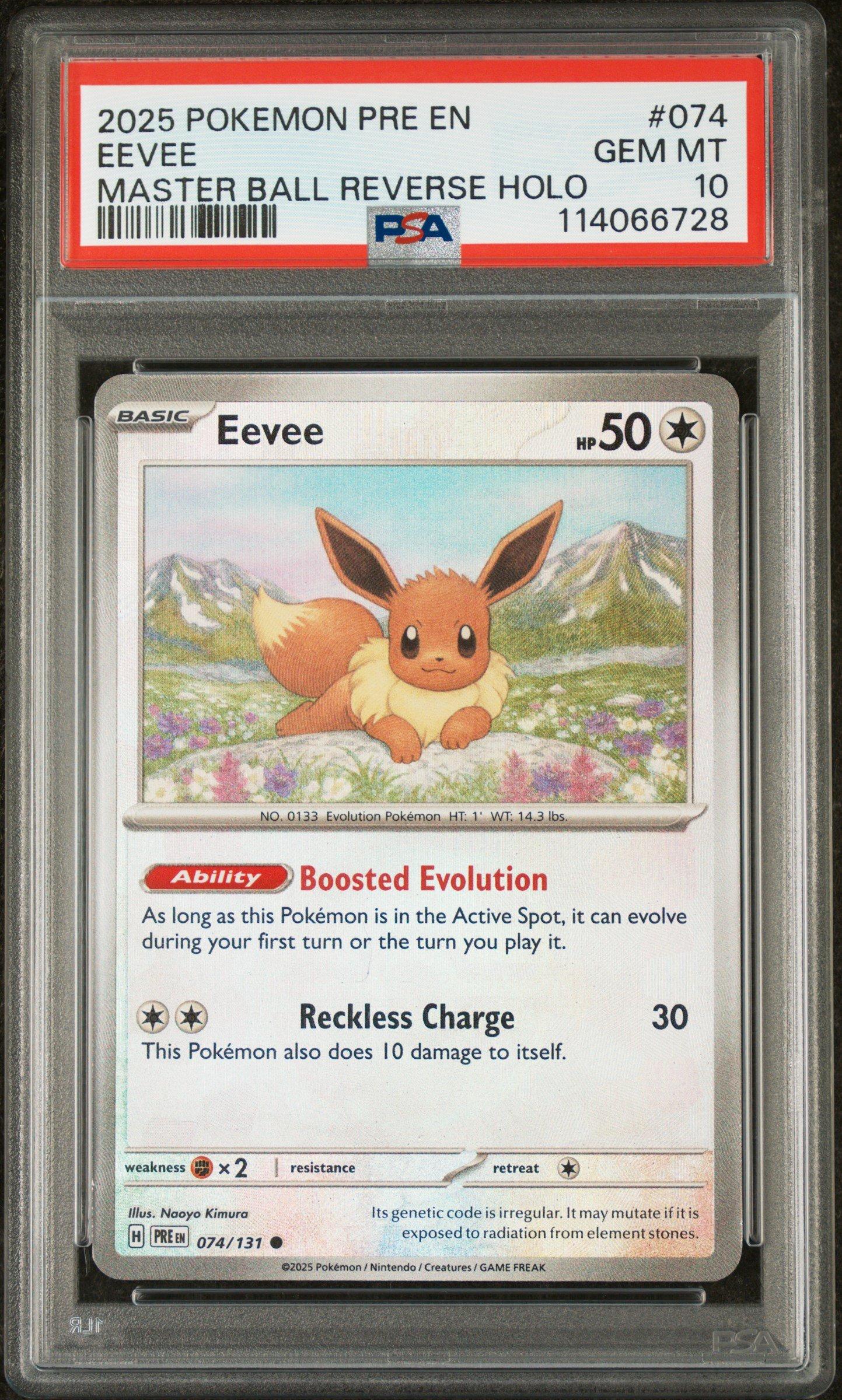 2025 Pokemon Pre En-prismatic Evolutions 074 Eevee Master Ball